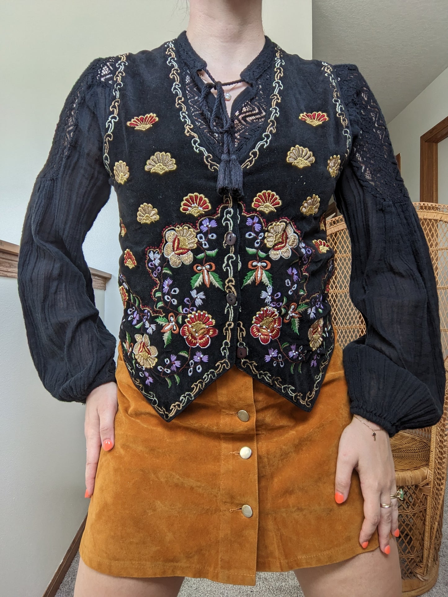 1990s embroidered vest