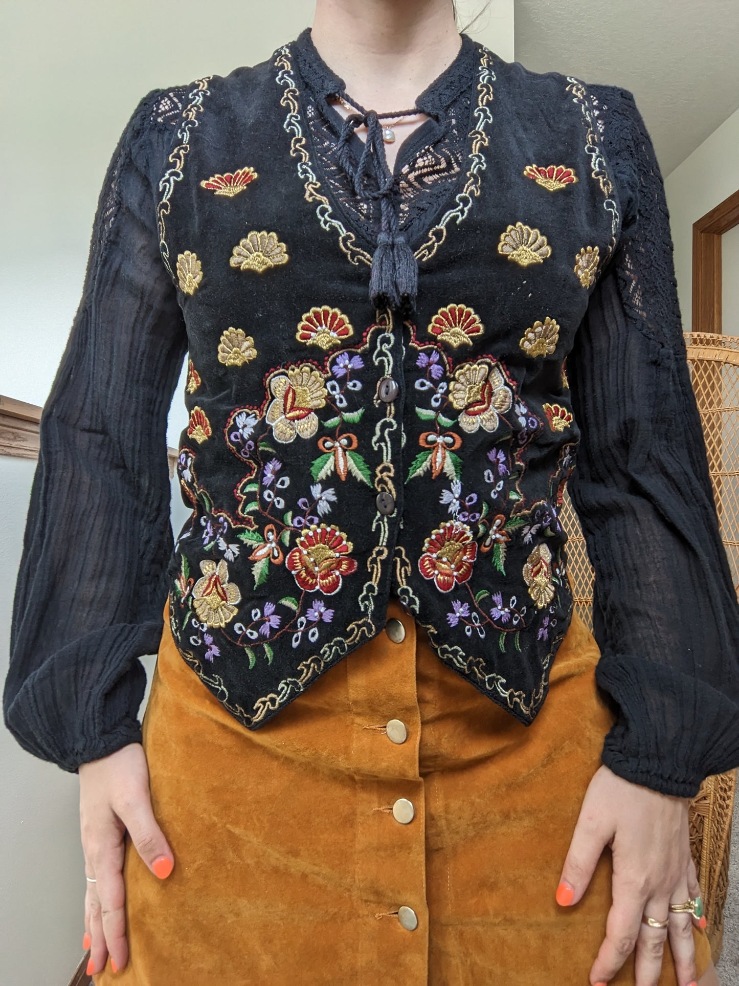 1990s embroidered vest