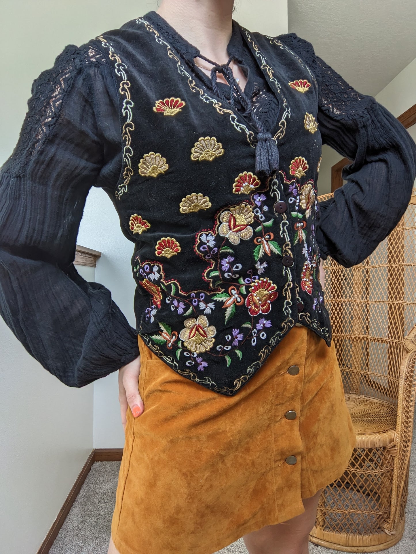 1990s embroidered vest