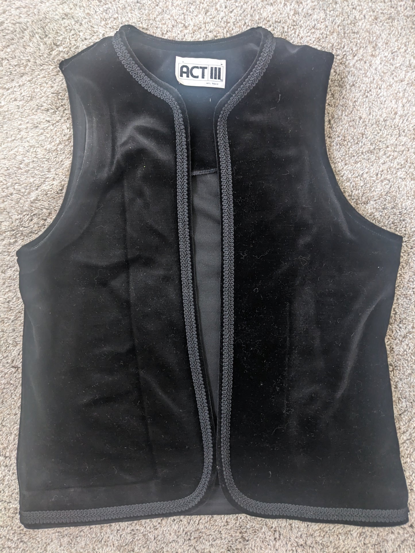 1970s black velvet vest