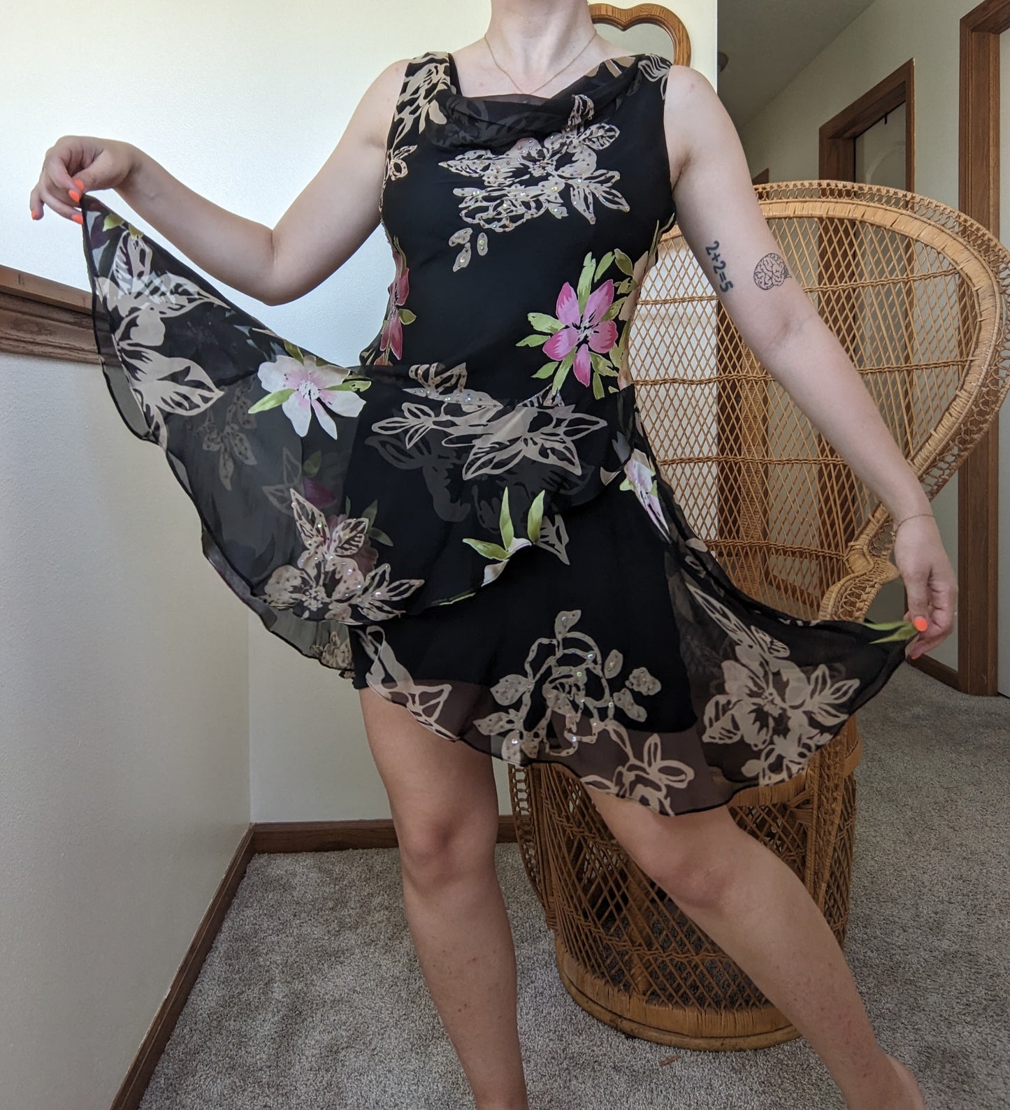 Y2k fluttery floral dress