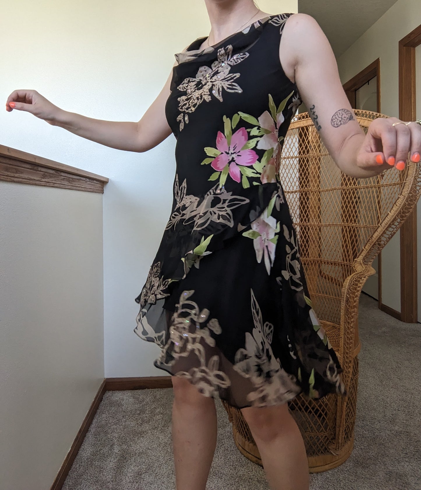 Y2k fluttery floral dress