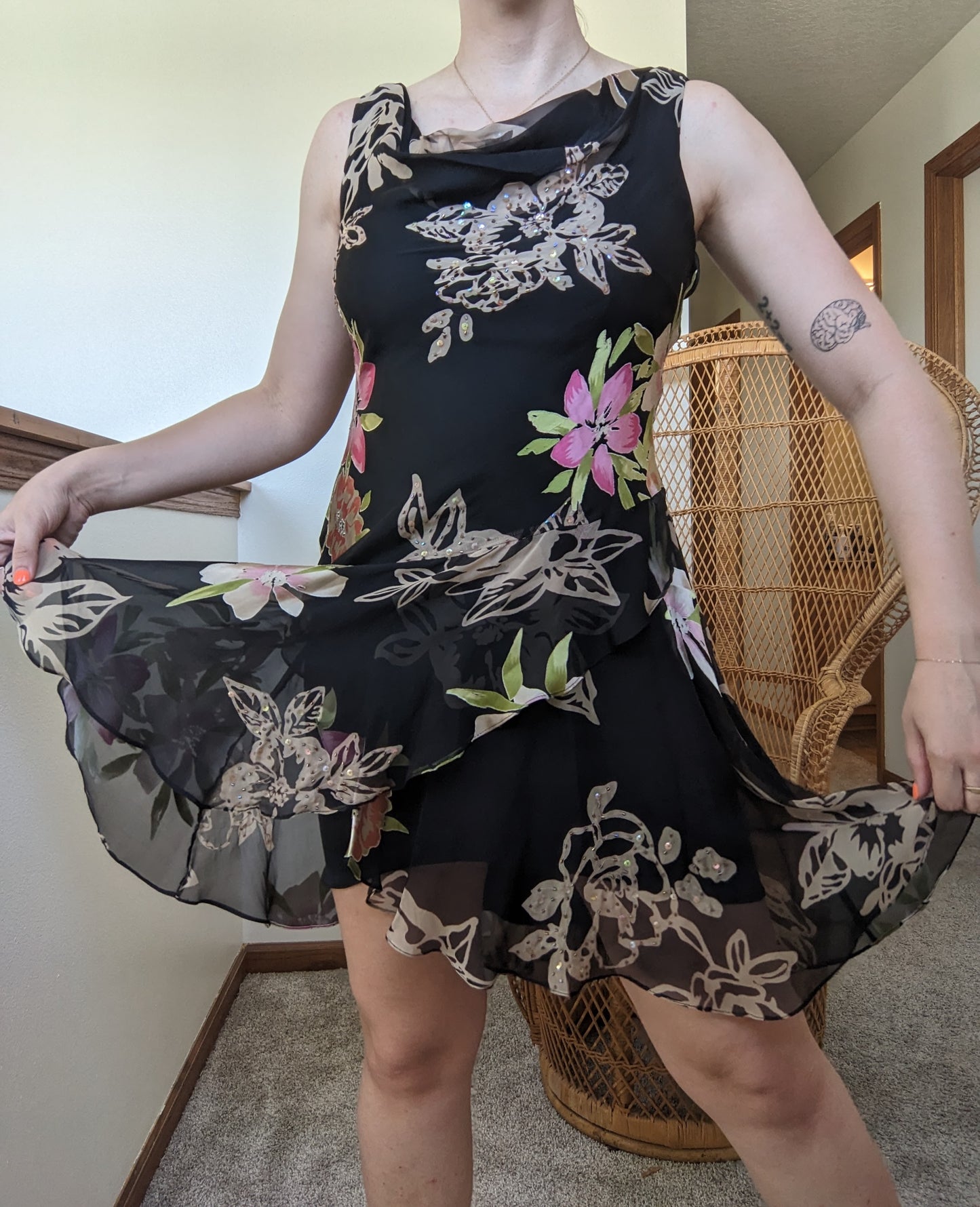 Y2k fluttery floral dress