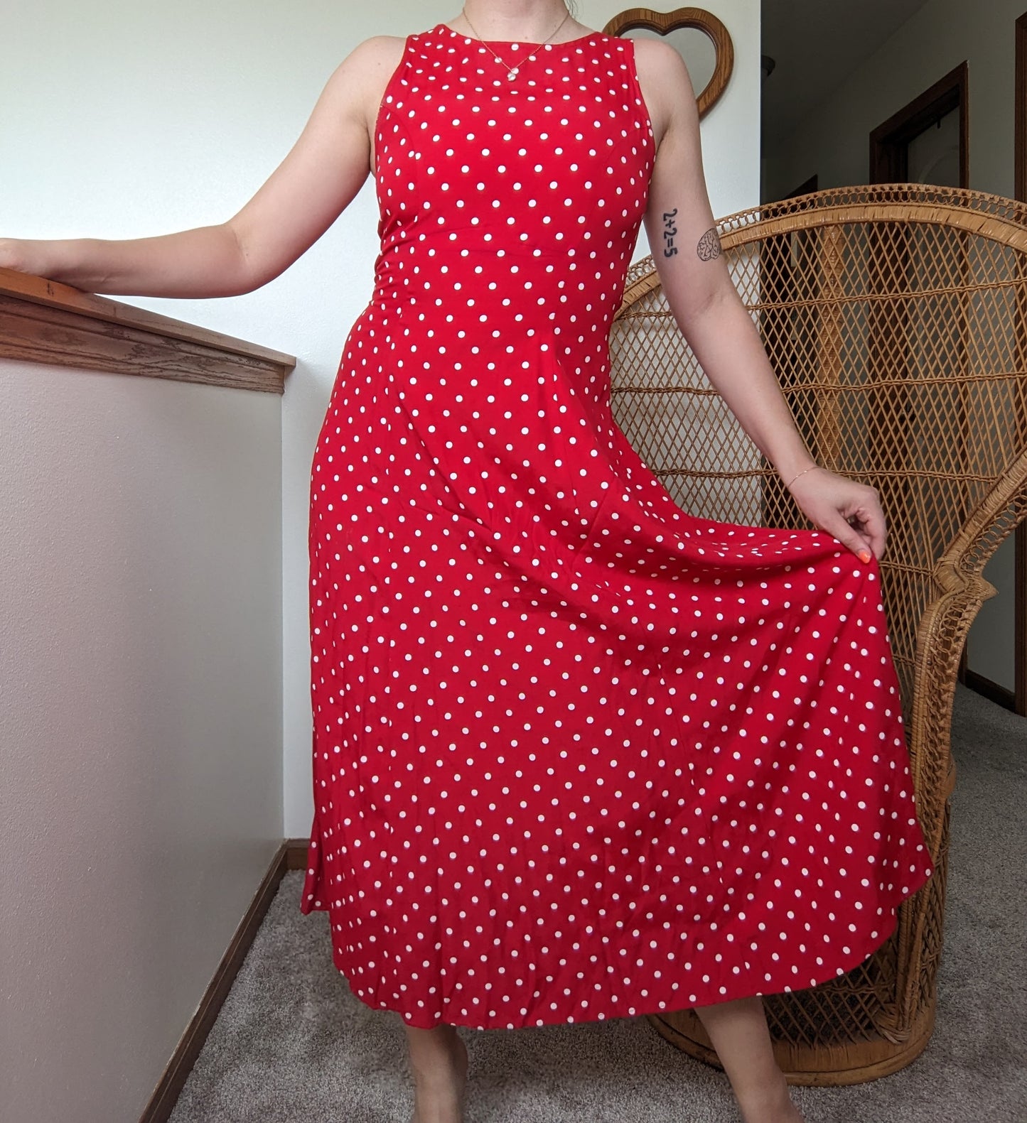 1970s red polka dot dress