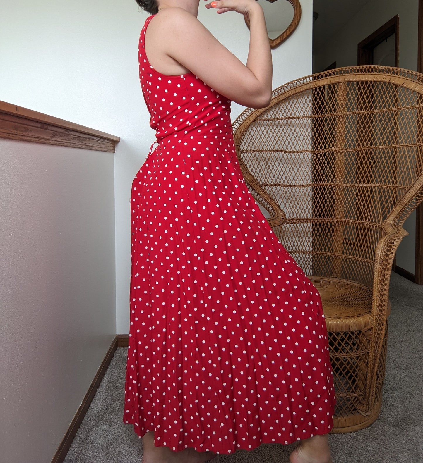 1970s red polka dot dress