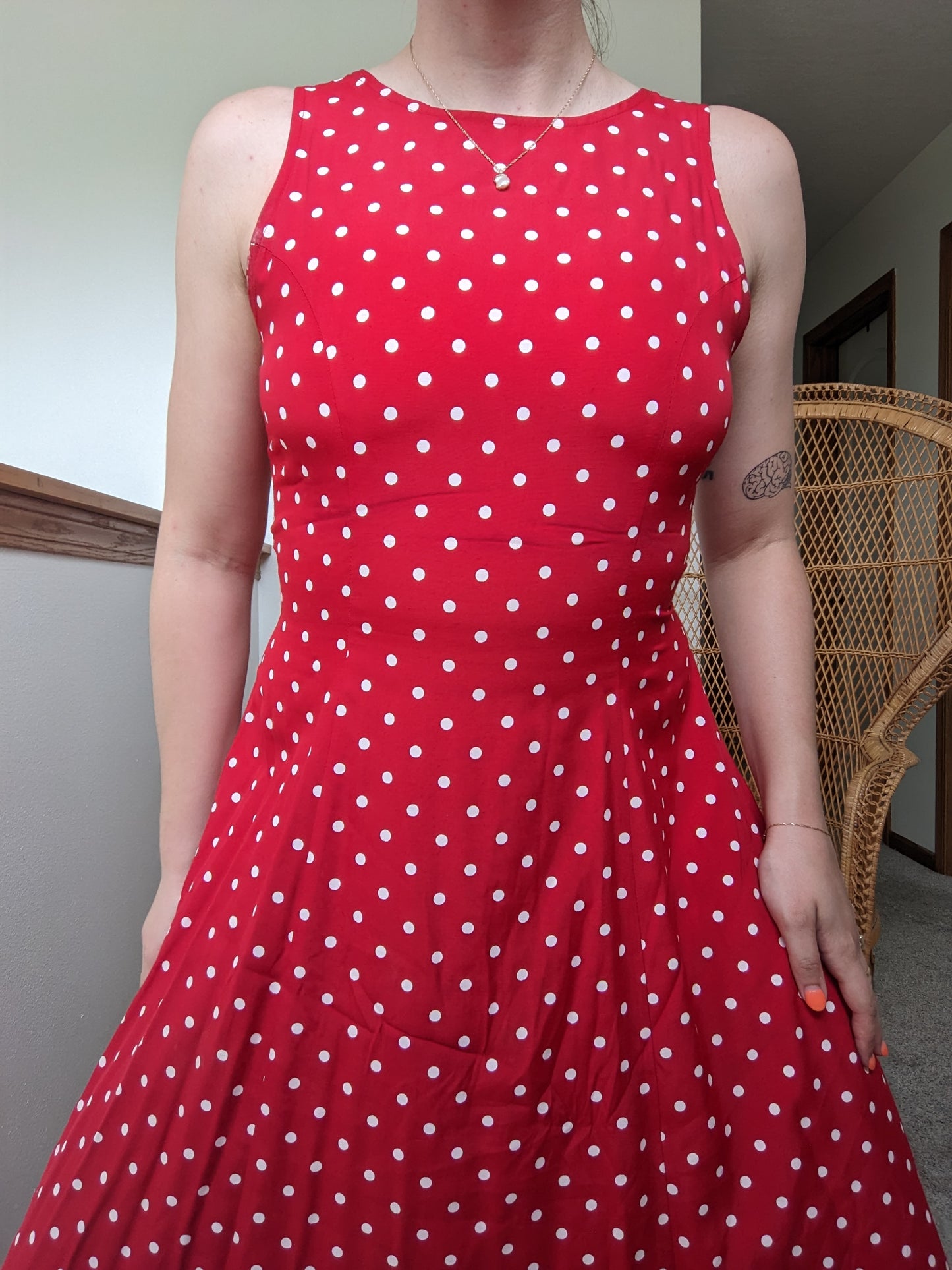 1970s red polka dot dress