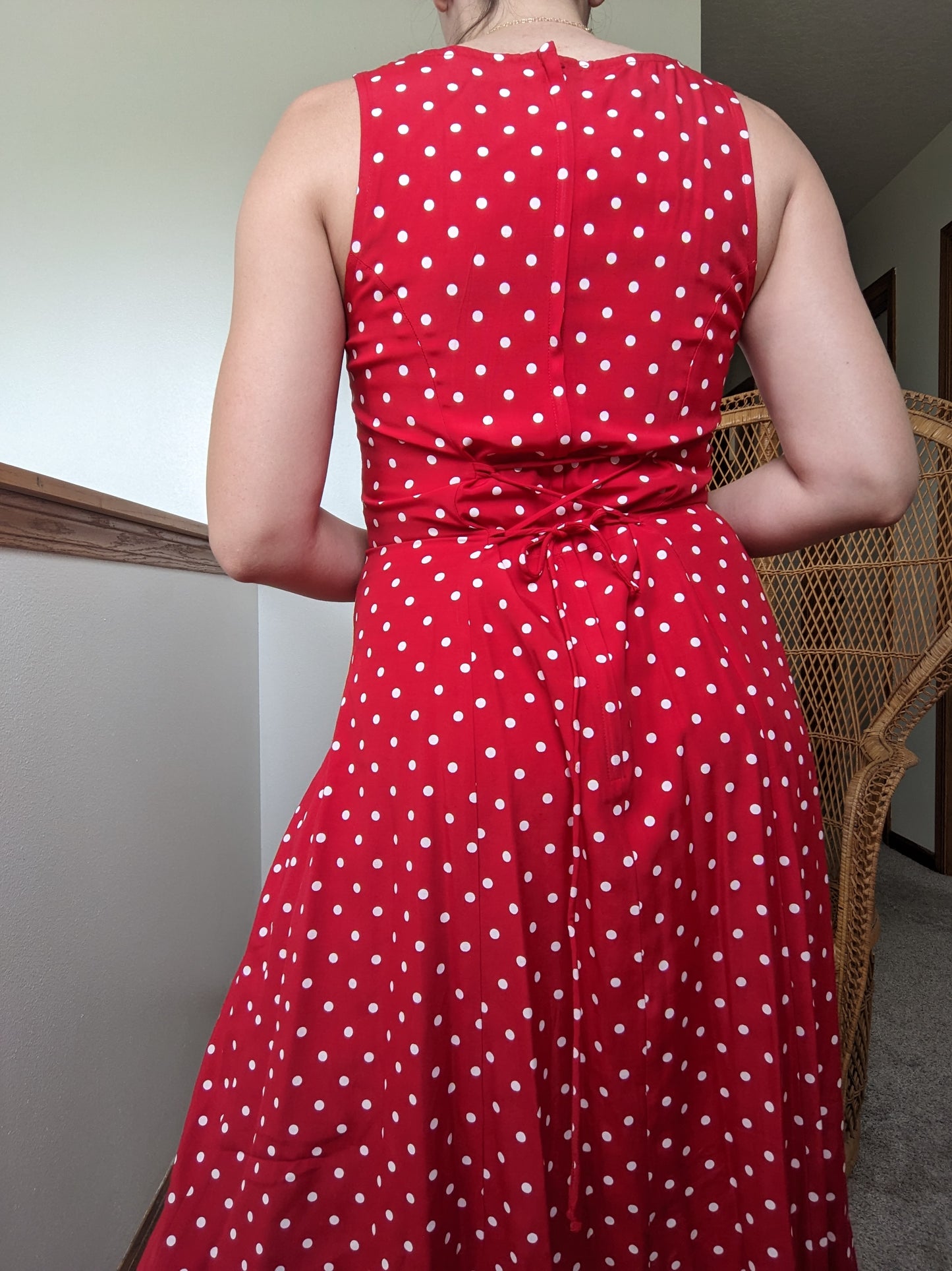 1970s red polka dot dress