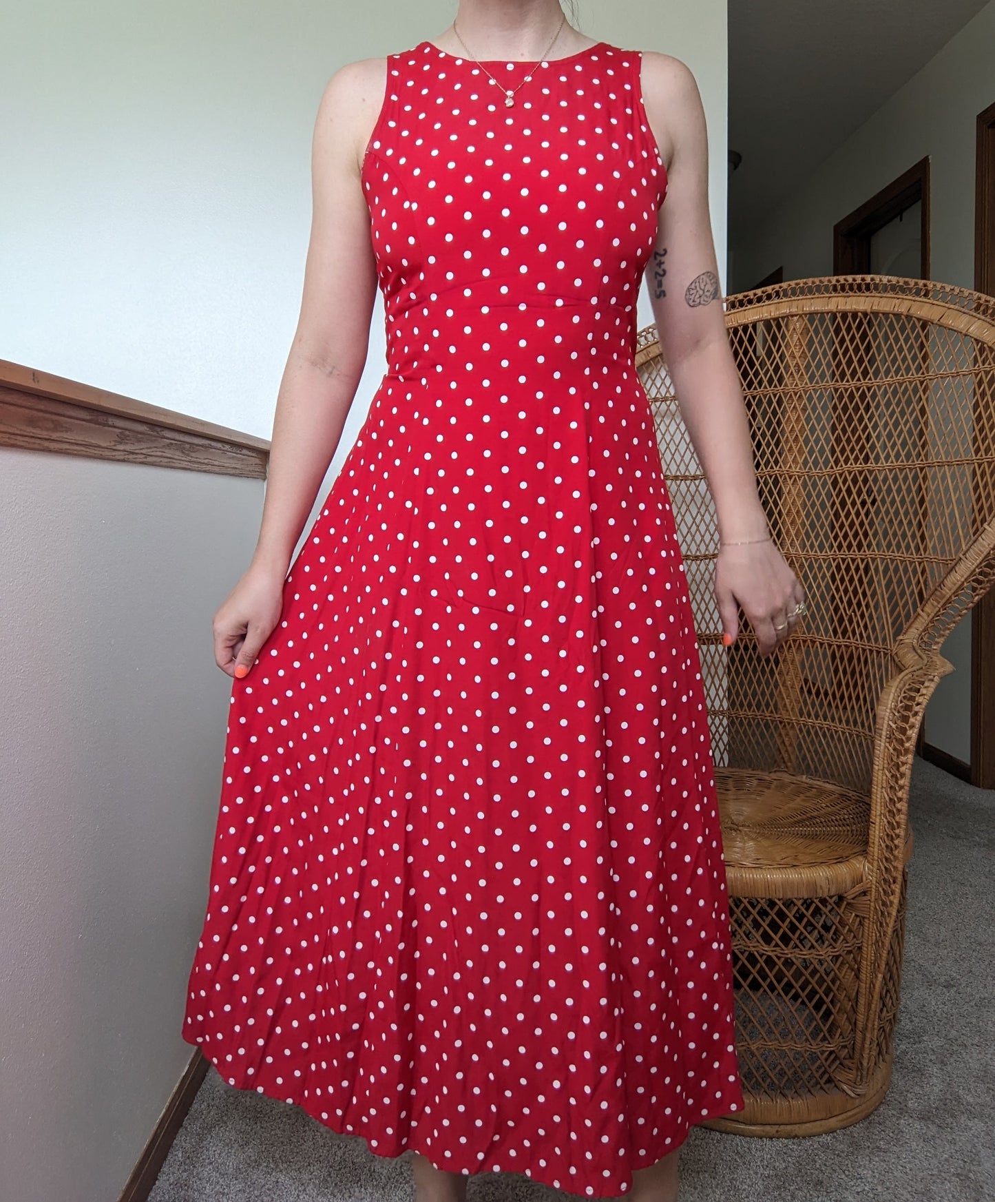 1970s red polka dot dress