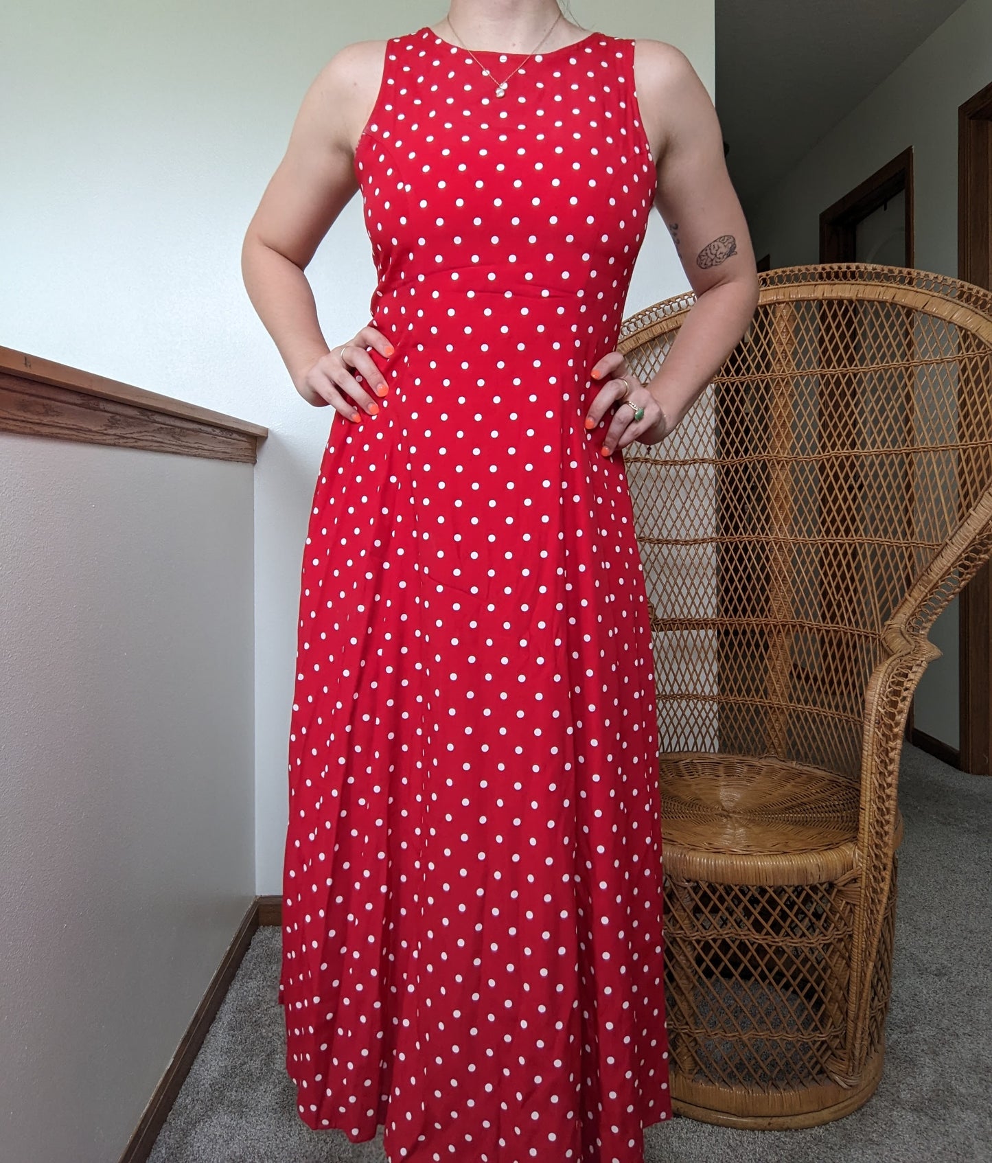 1970s red polka dot dress