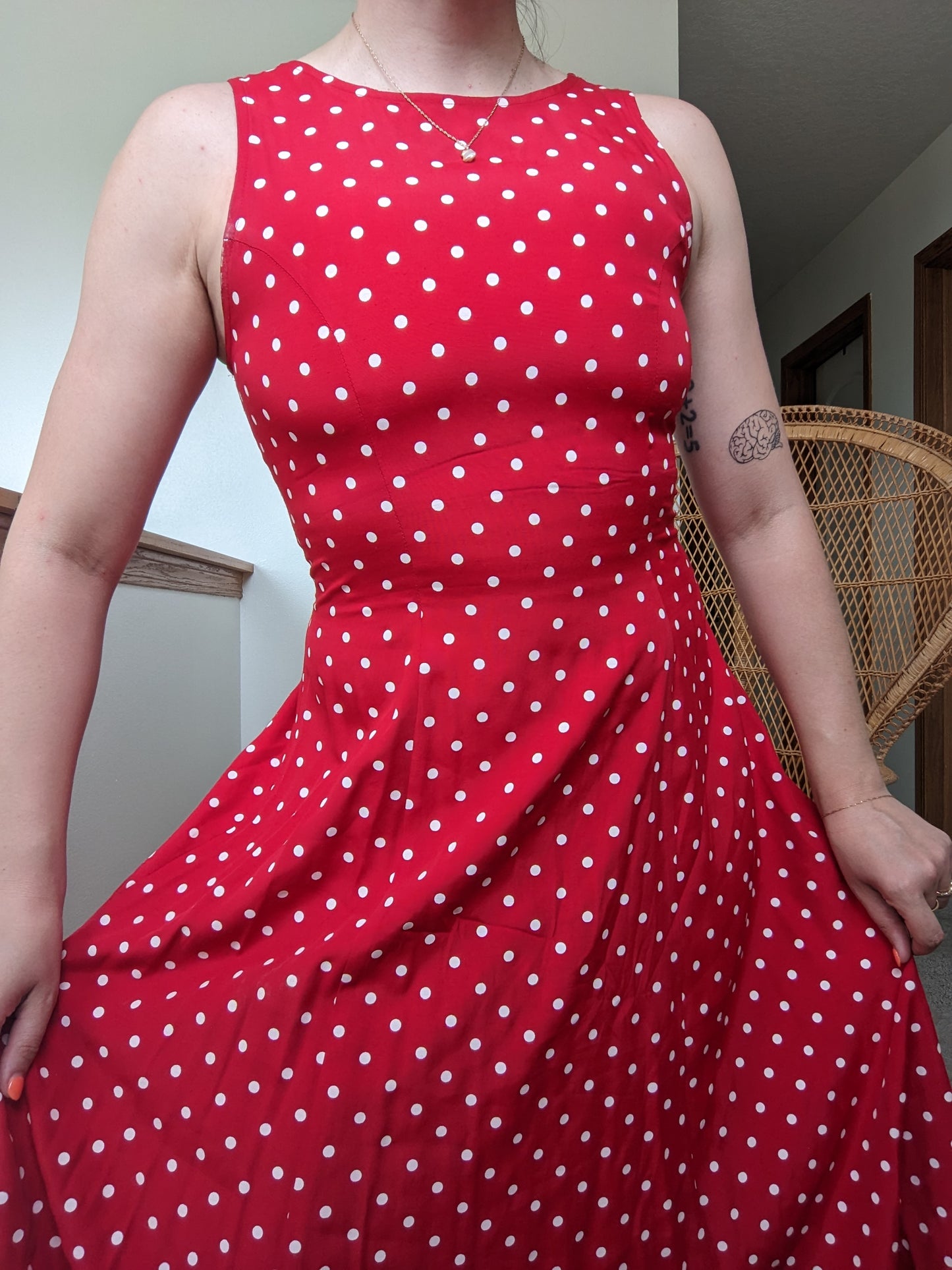 1970s red polka dot dress