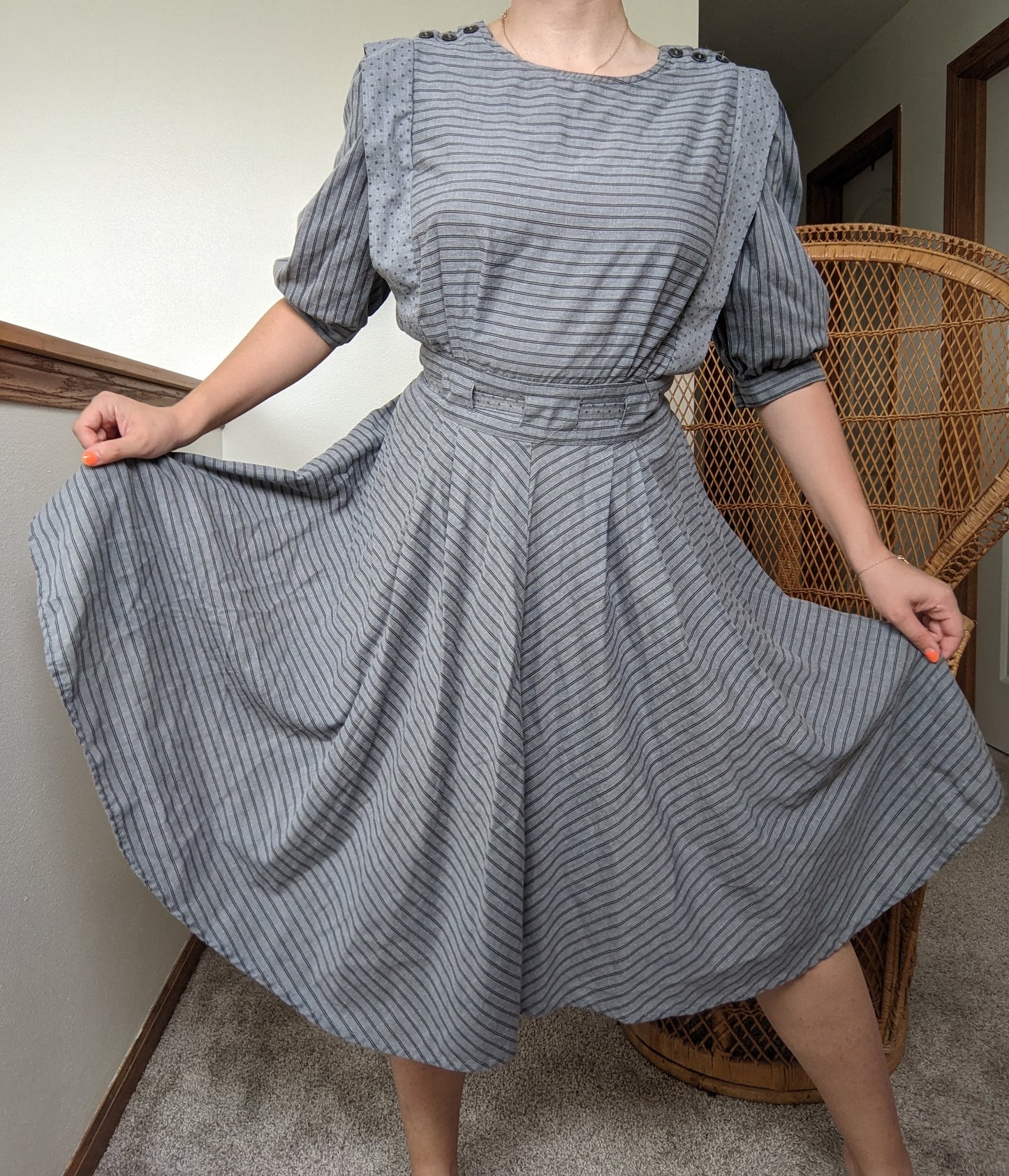 1980s pinafore style dress