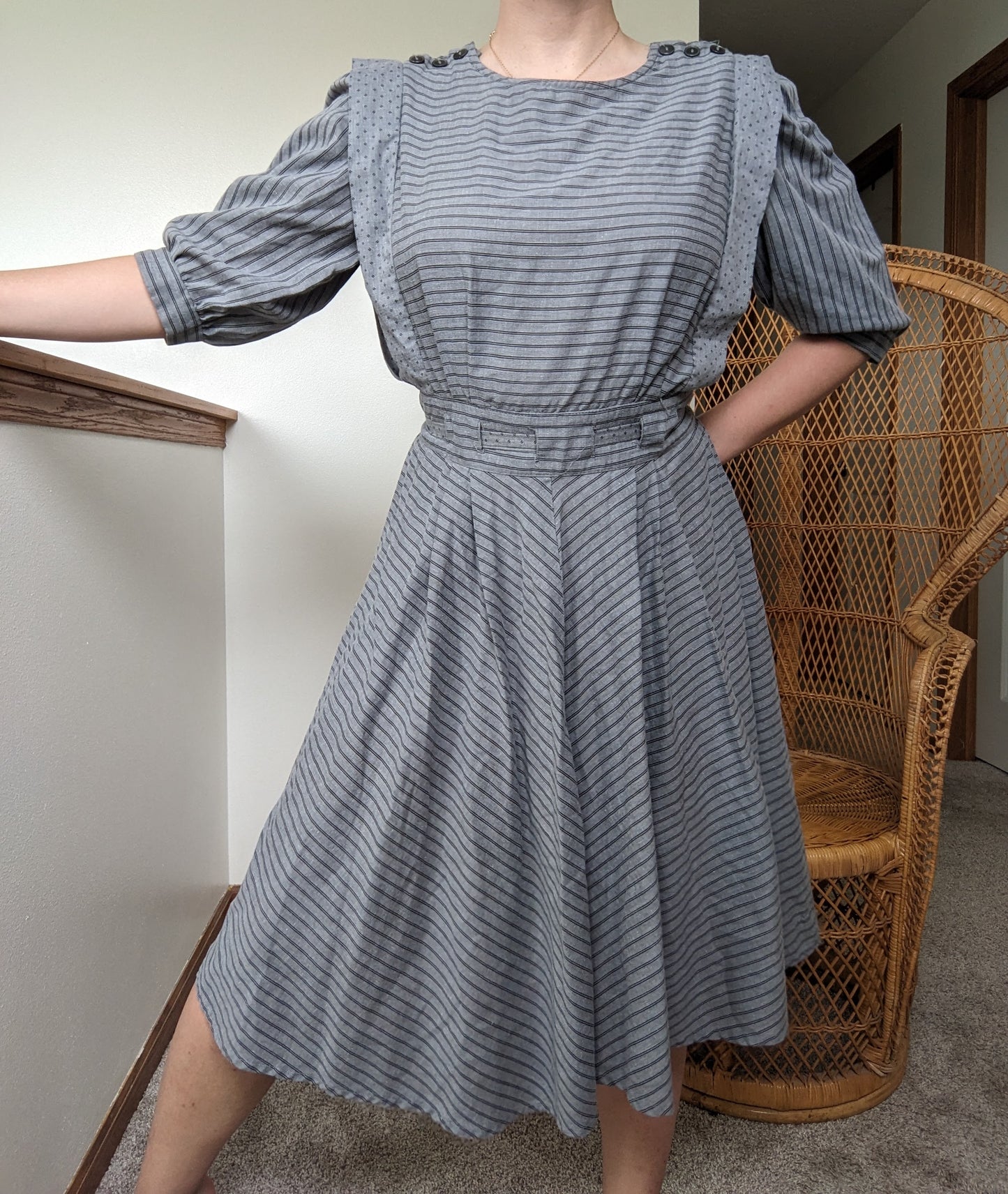 1980s pinafore style dress