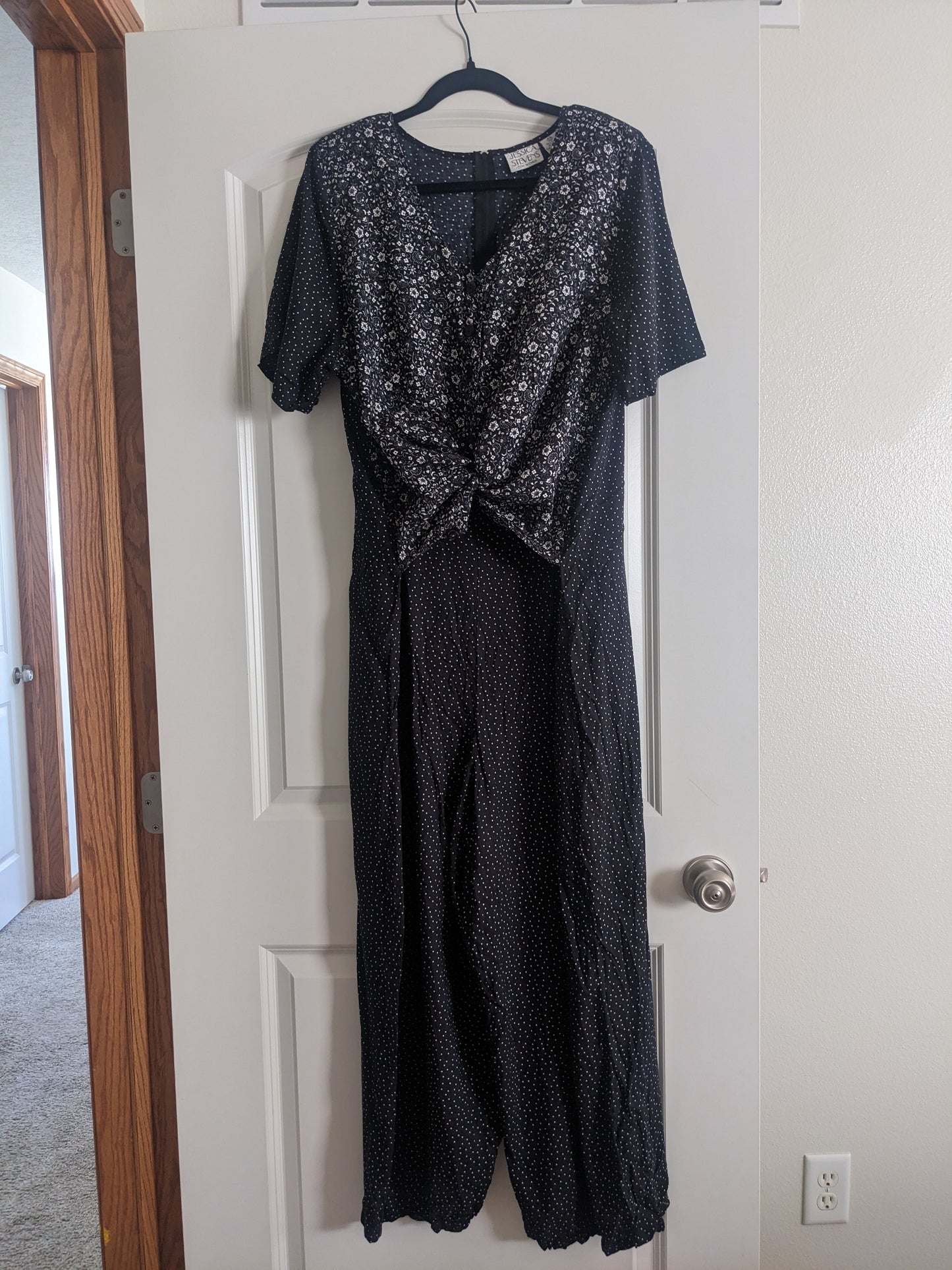 1990s polka dot and floral jumpsuit