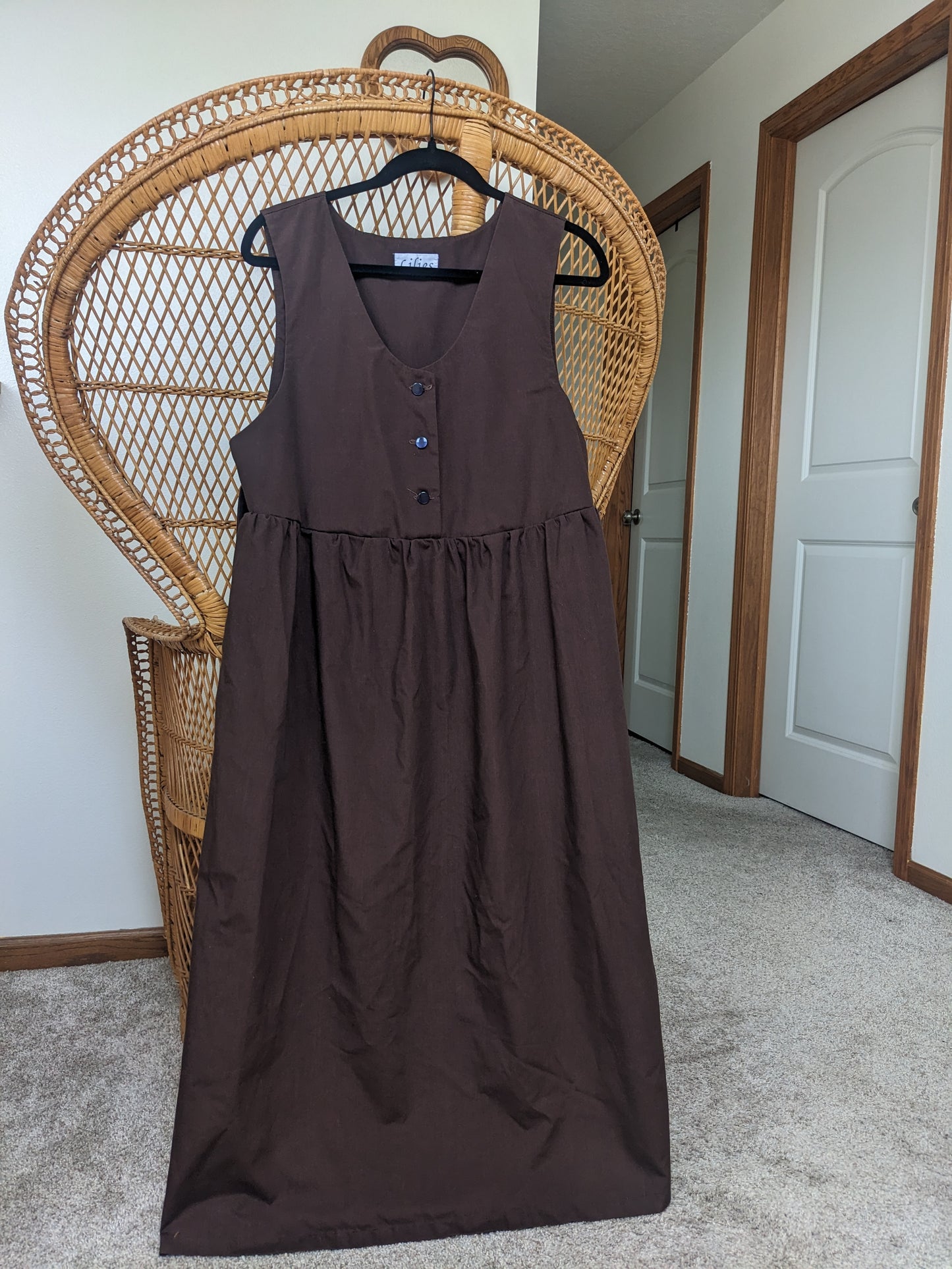 1990s chocolate pinafore dress