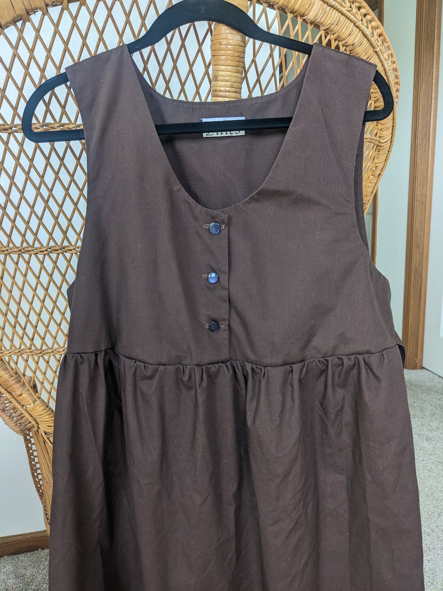 1990s chocolate pinafore dress