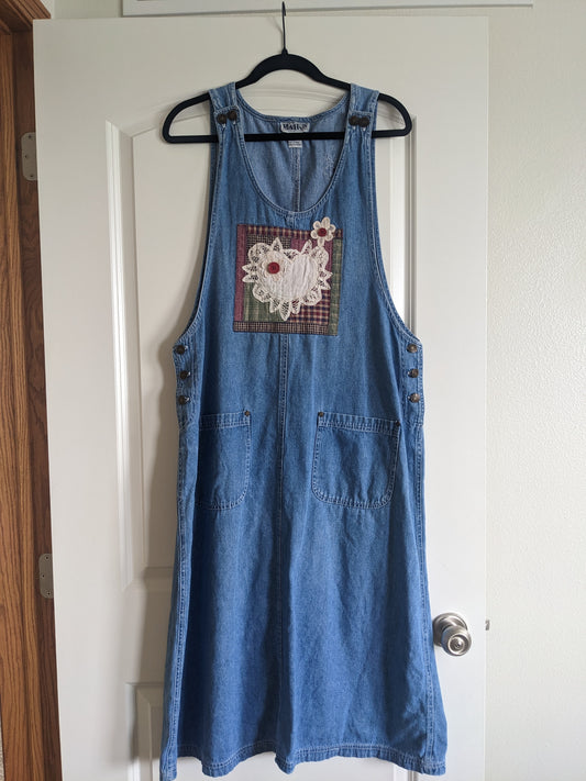 1990s denim appliqued dress