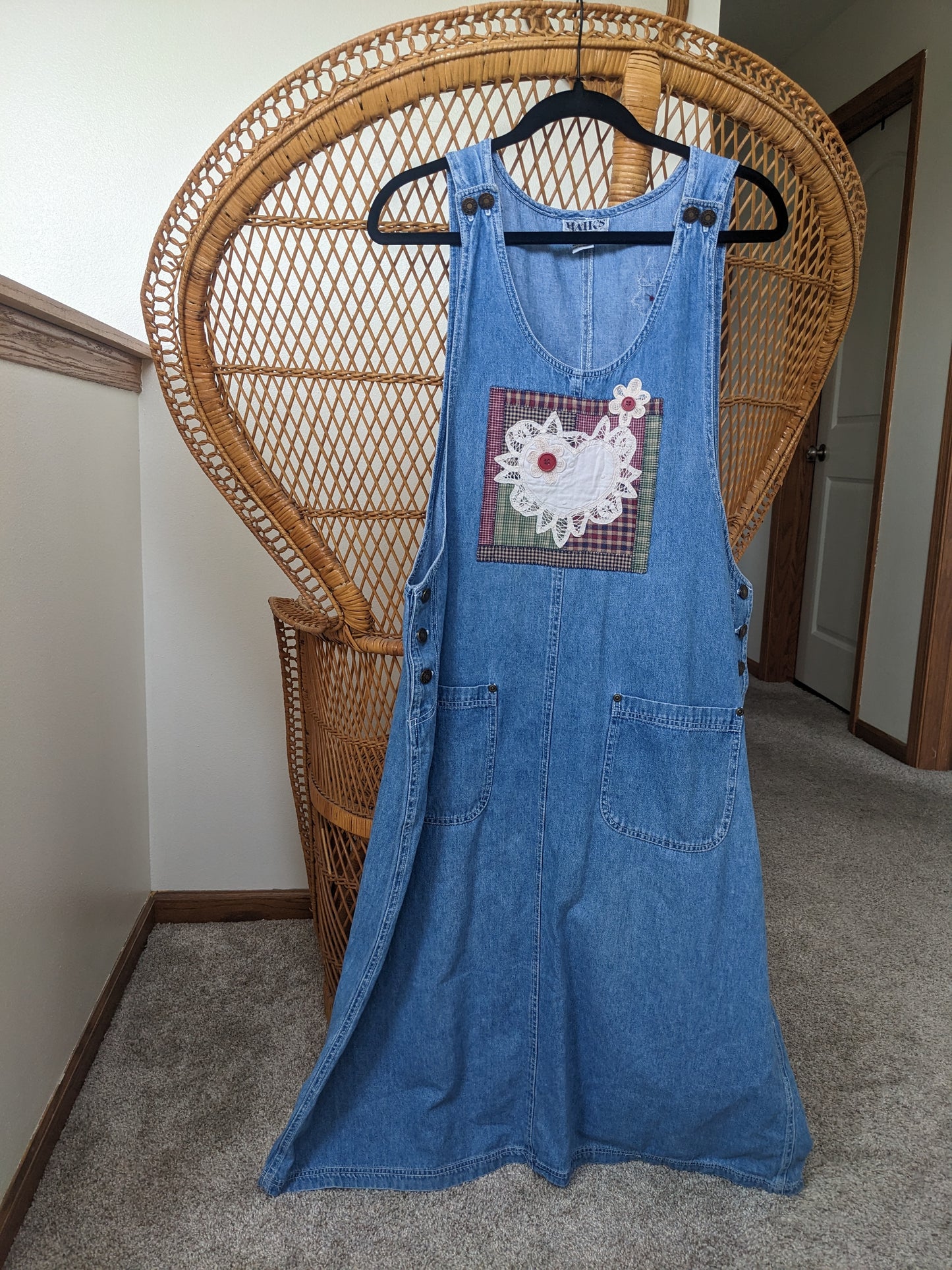 1990s denim appliqued dress