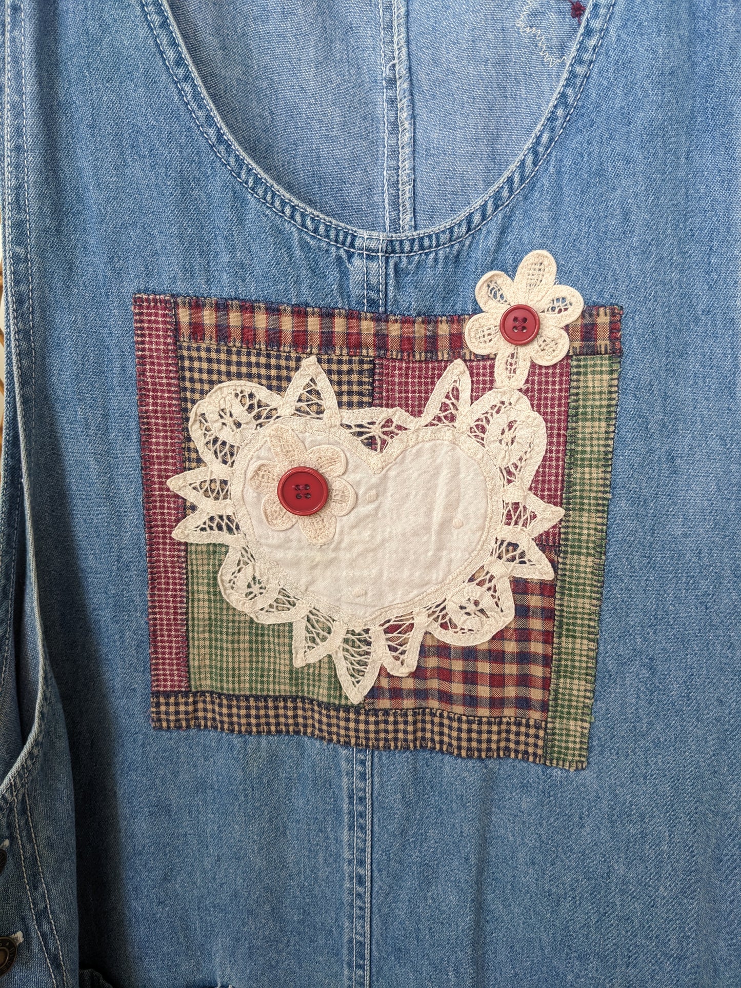 1990s denim appliqued dress