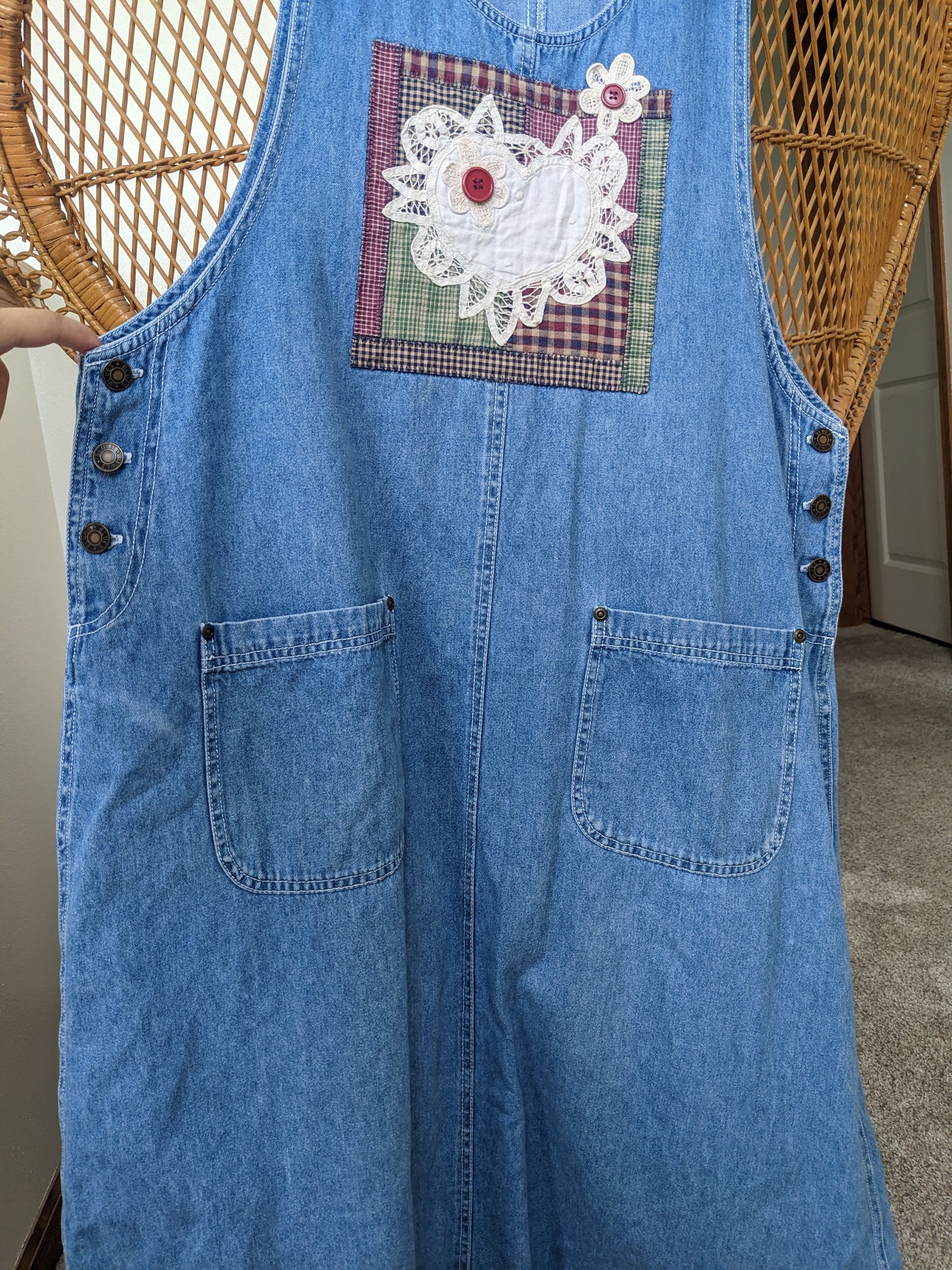 1990s denim appliqued dress