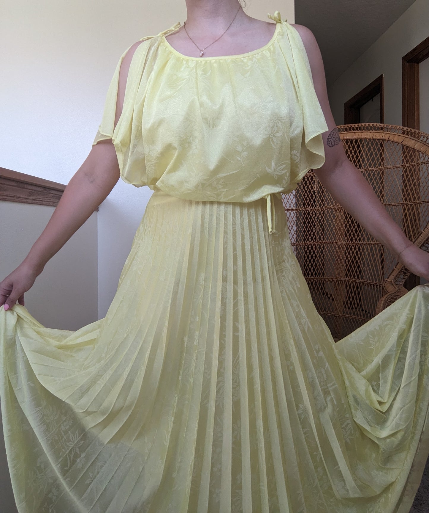 1970s Grecian pleated maxi