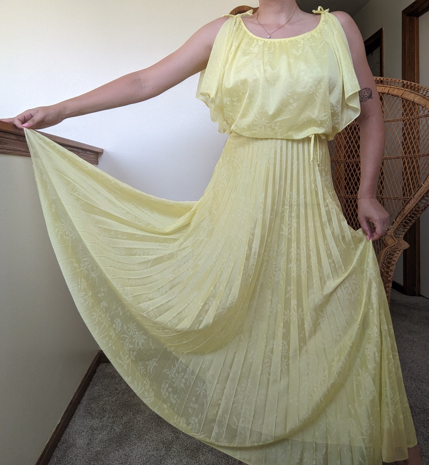 1970s Grecian pleated maxi