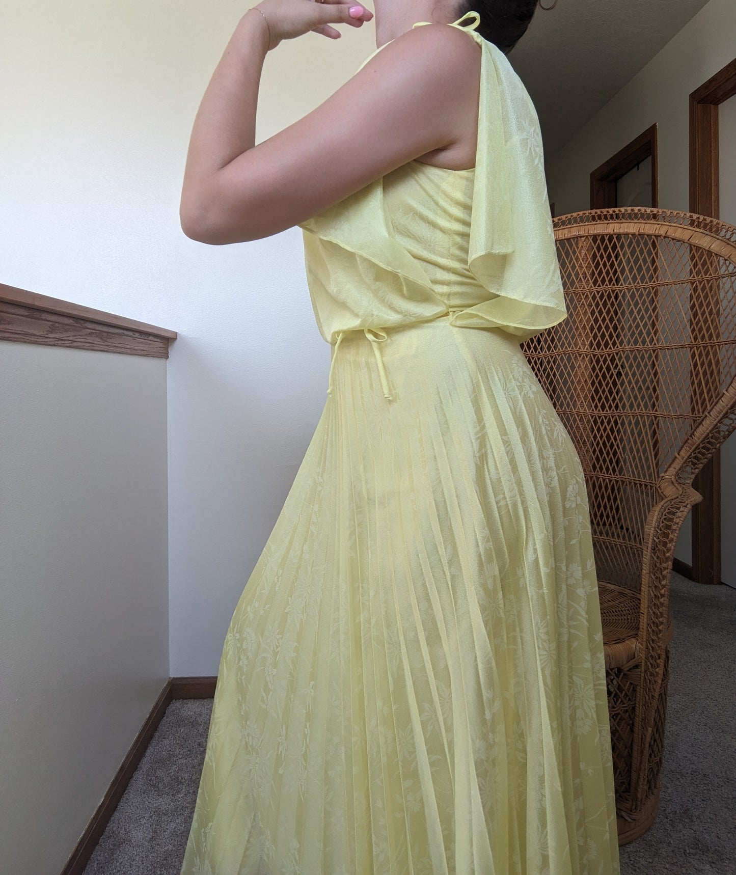 1970s Grecian pleated maxi