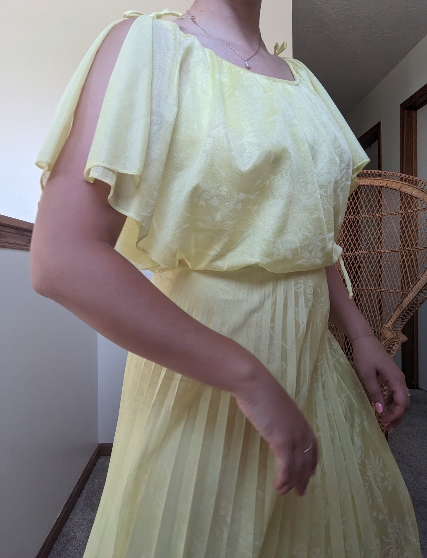 1970s Grecian pleated maxi