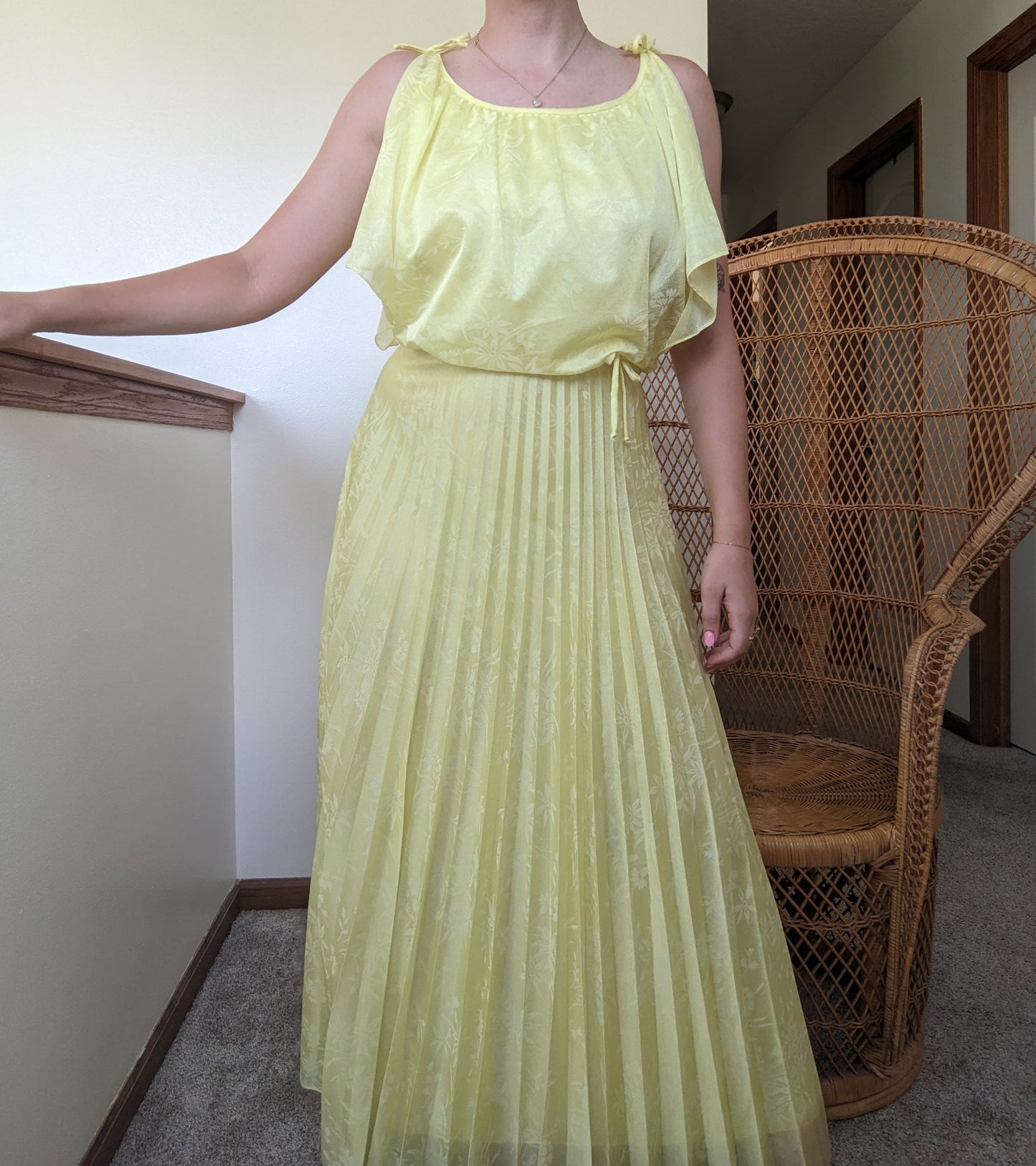 1970s Grecian pleated maxi