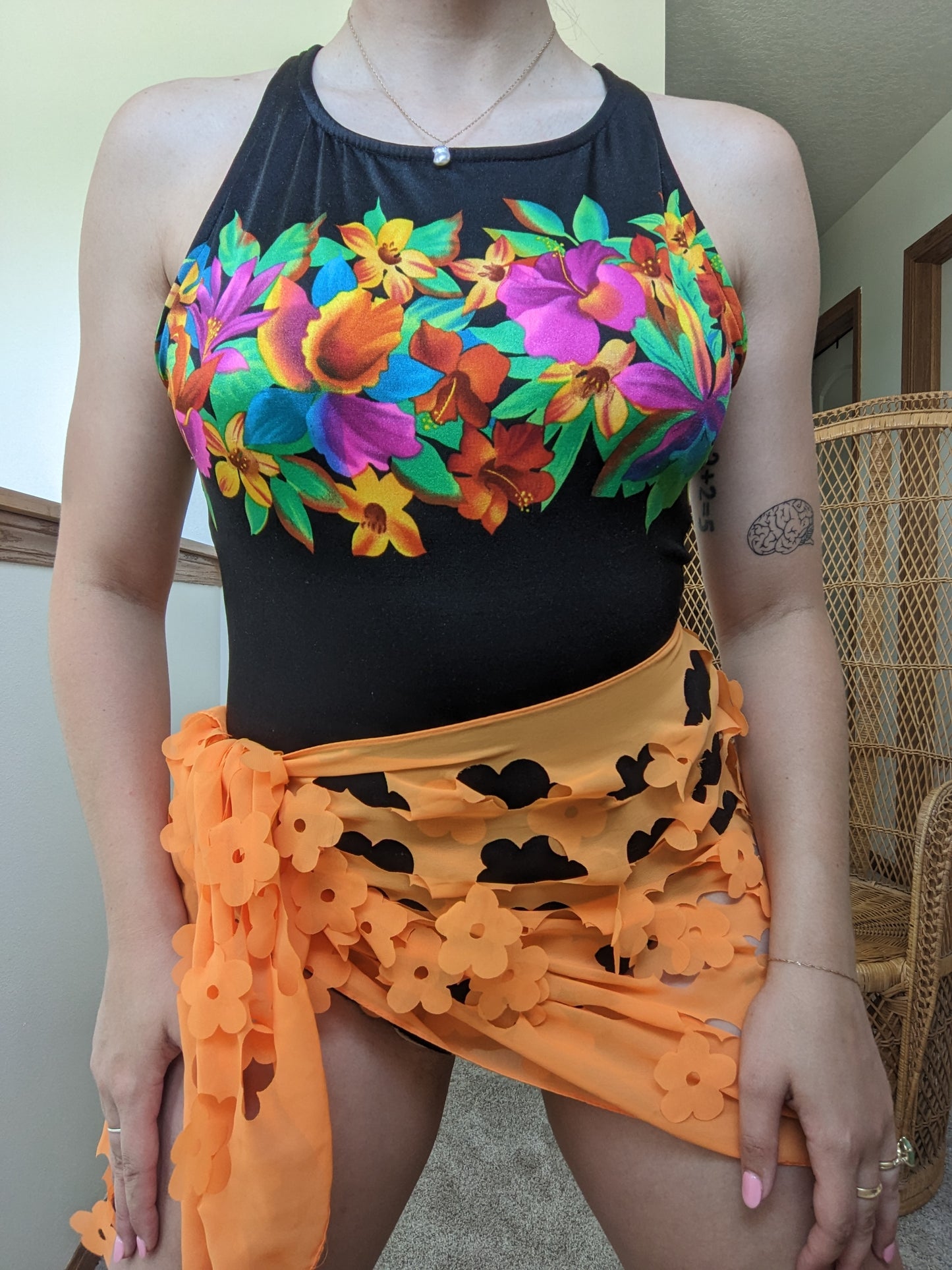 1990s floral swimwuit