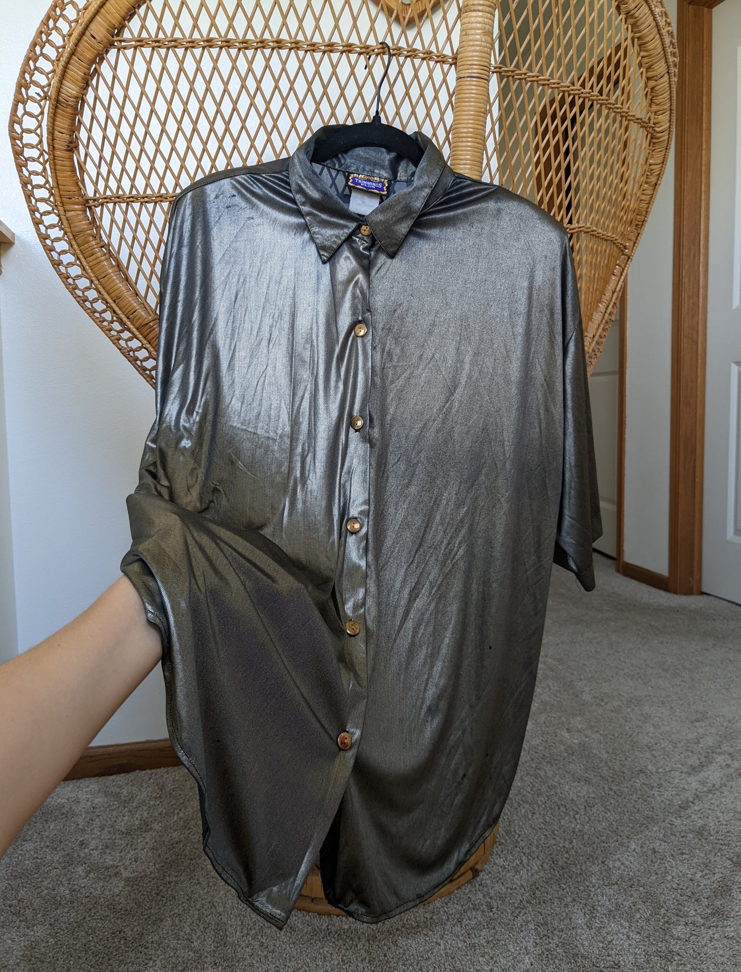 1980s metallic button up shirt