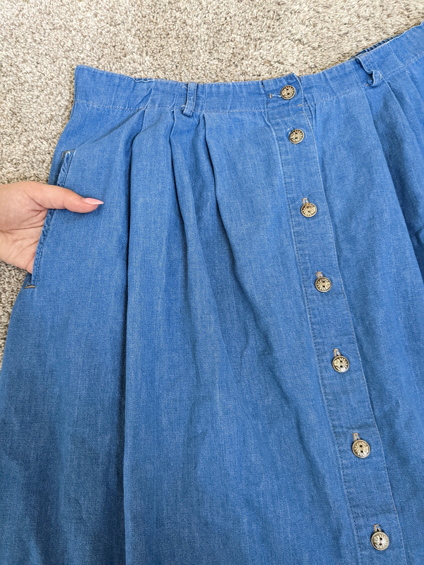 1990s chambray button down skirt