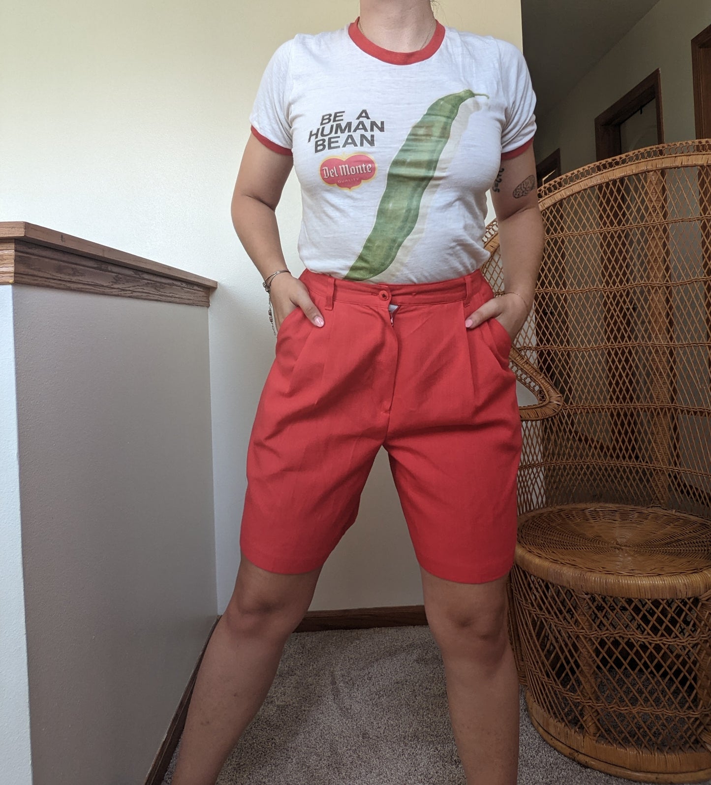 1980s red Bermuda shorts