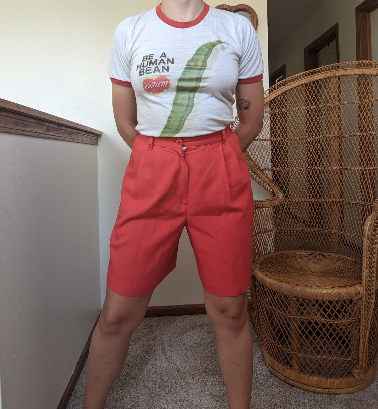 1980s red Bermuda shorts