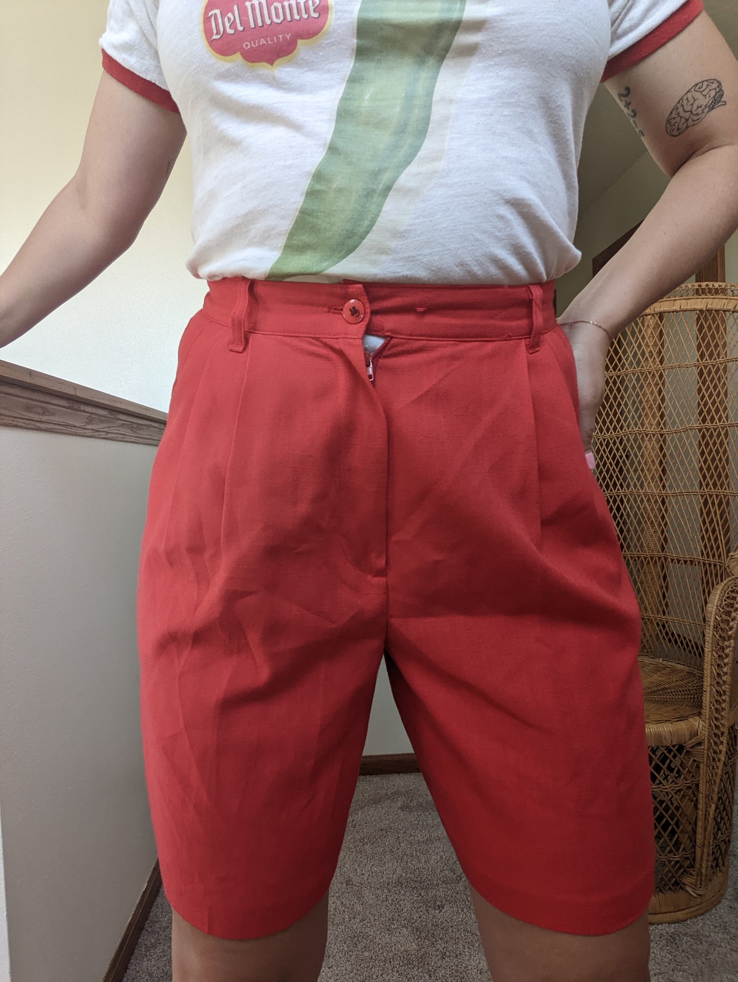 1980s red Bermuda shorts