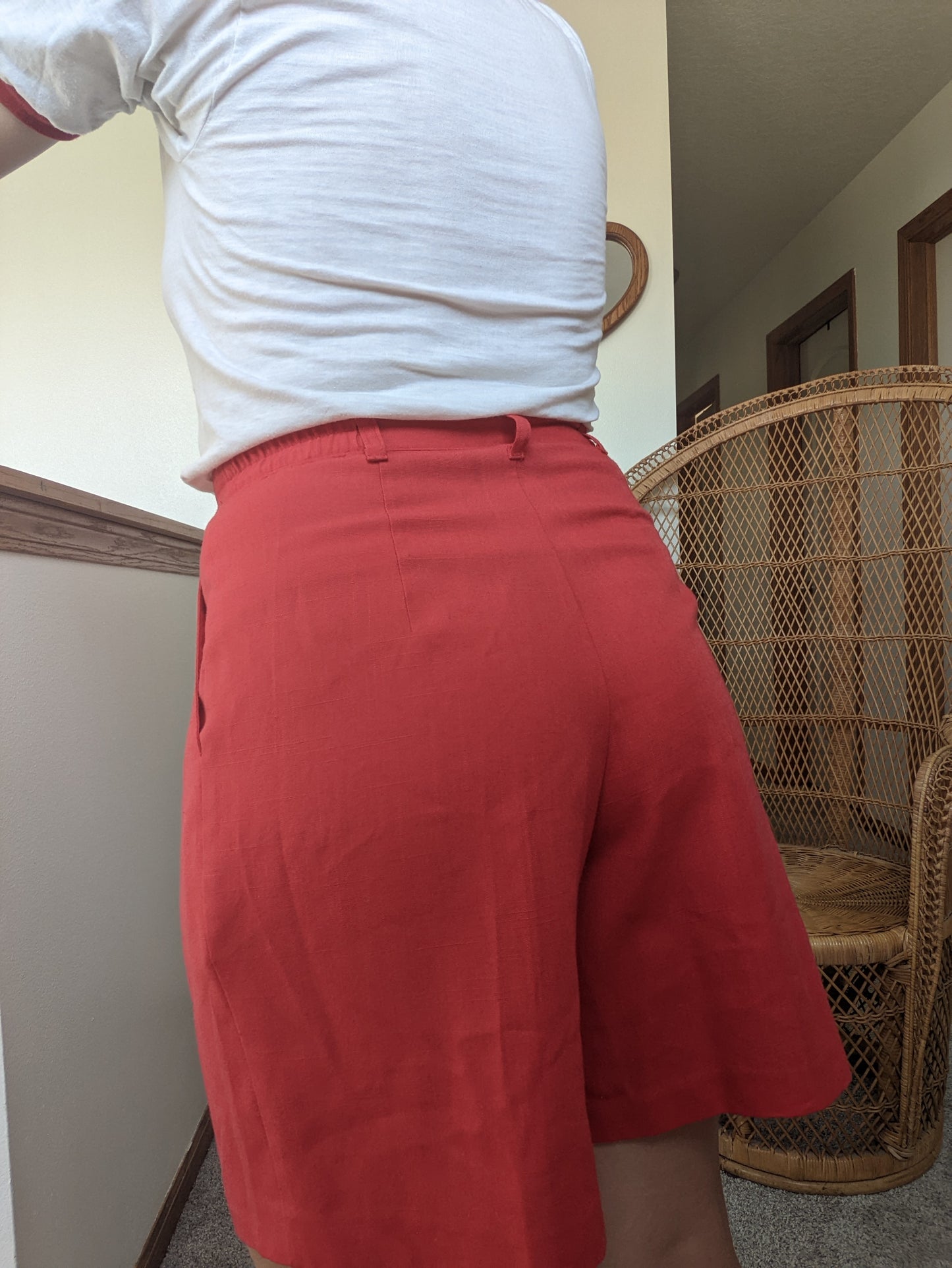 1980s red Bermuda shorts