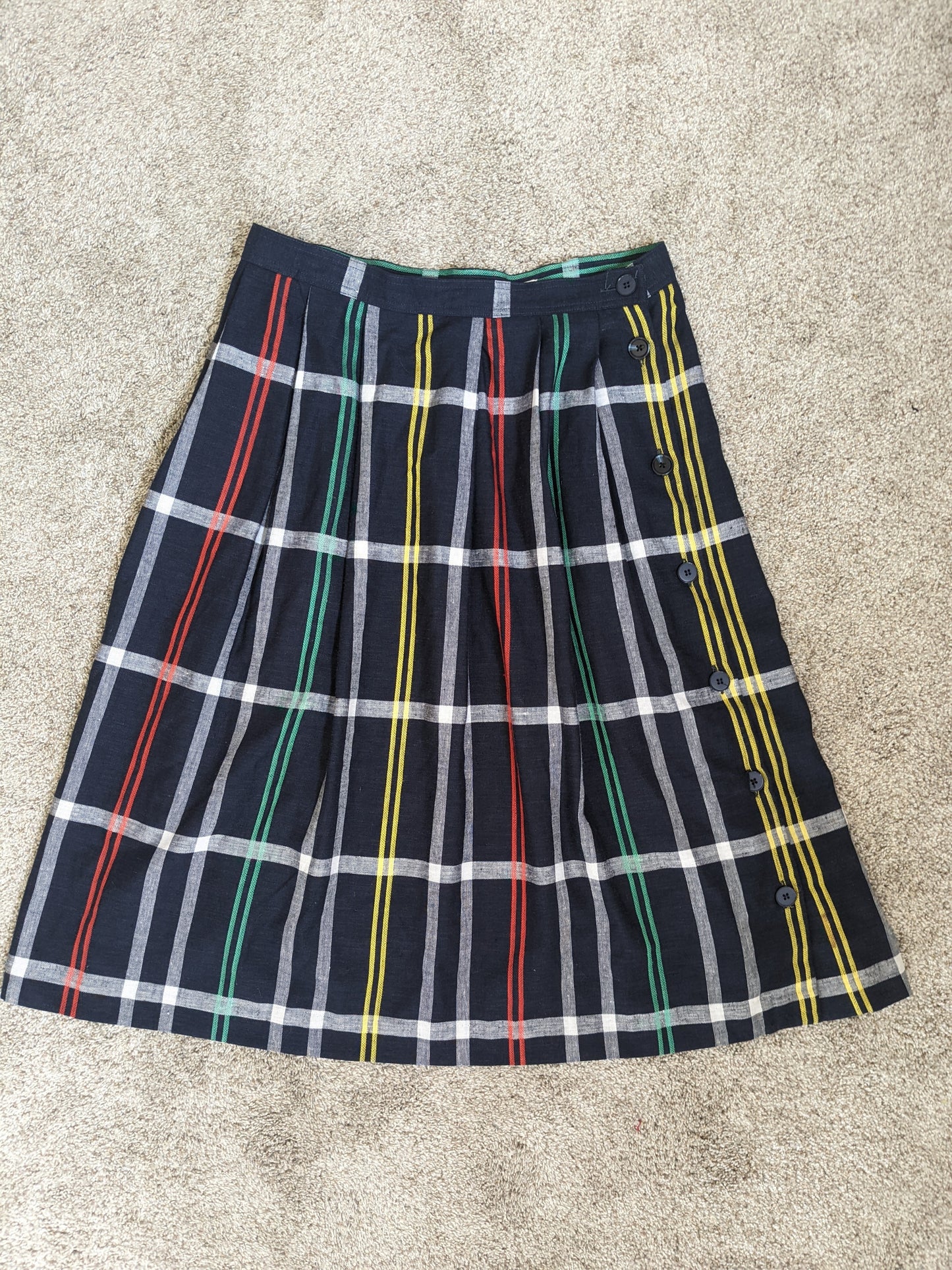 1980s plaid button skirt