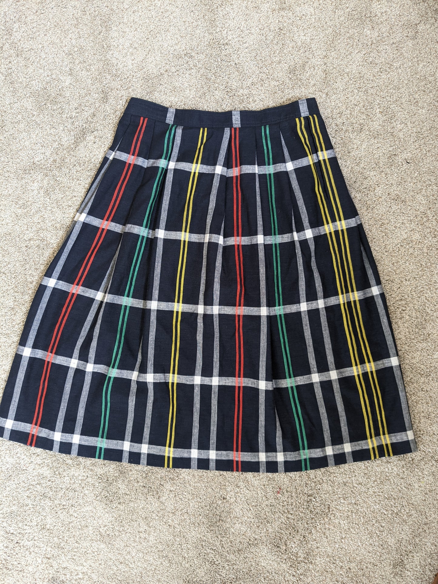 1980s plaid button skirt