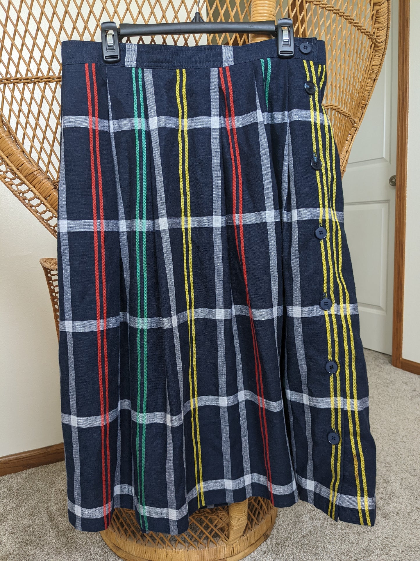 1980s plaid button skirt