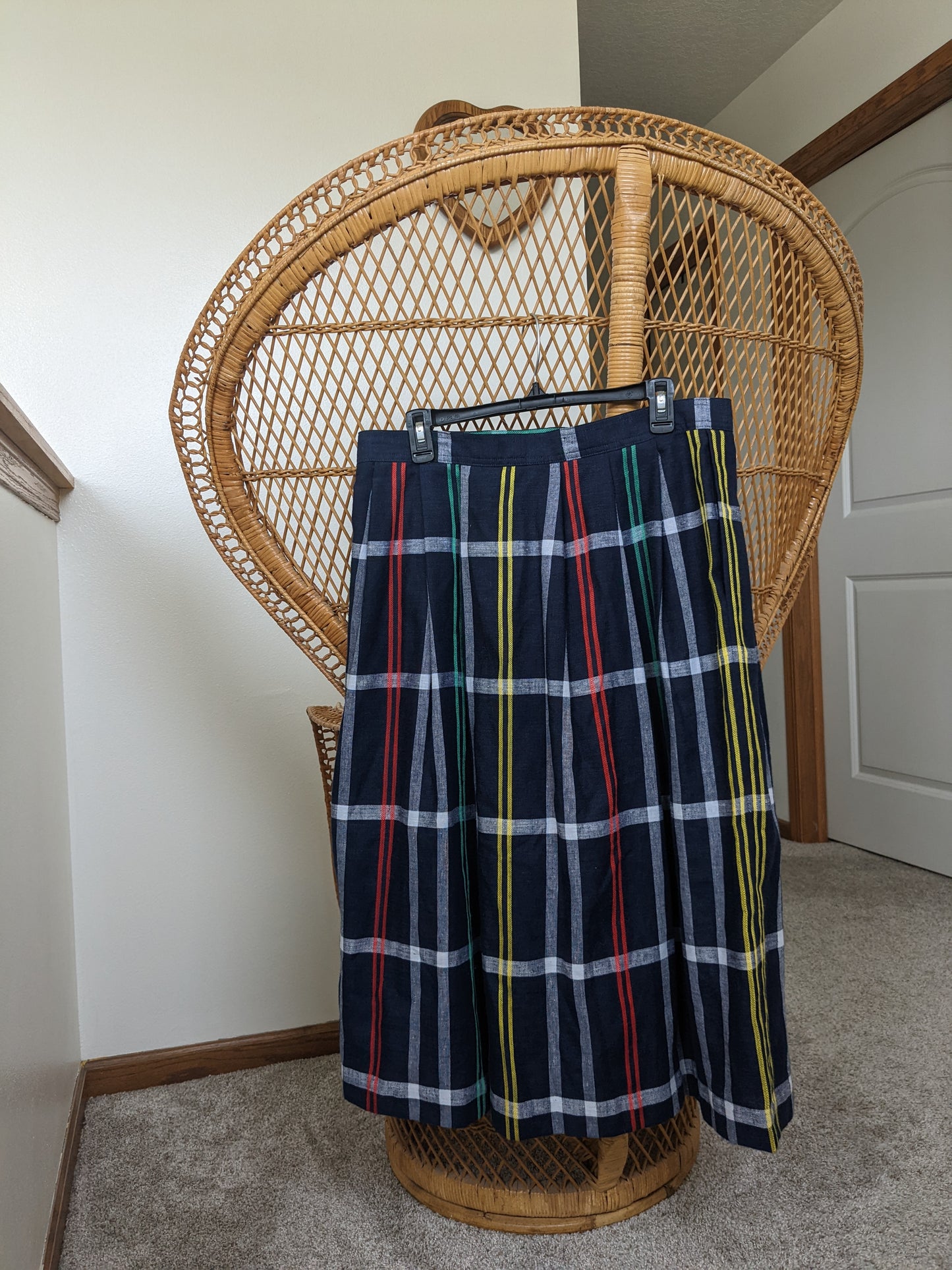 1980s plaid button skirt