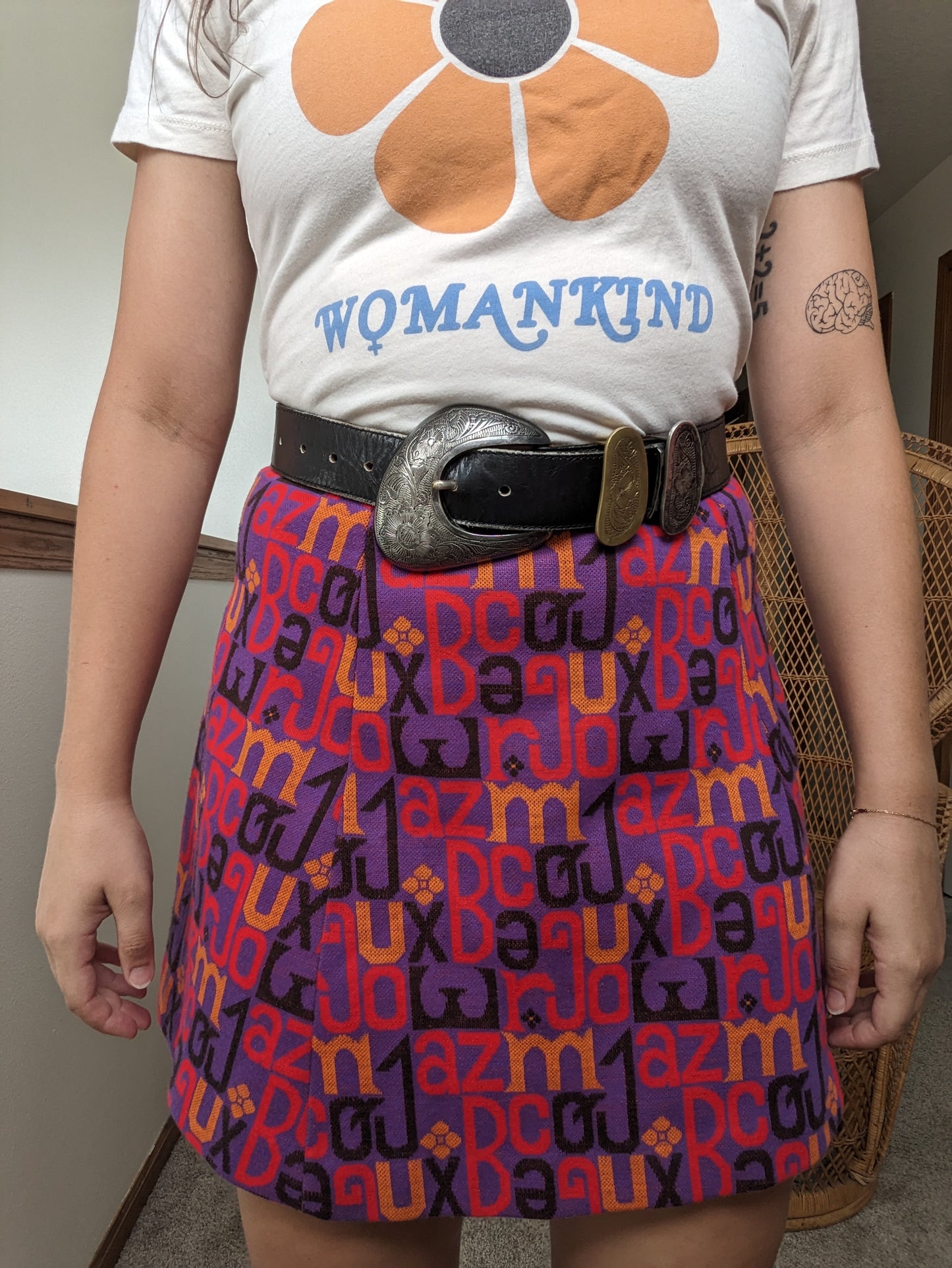 1970s alphabet mini skirt