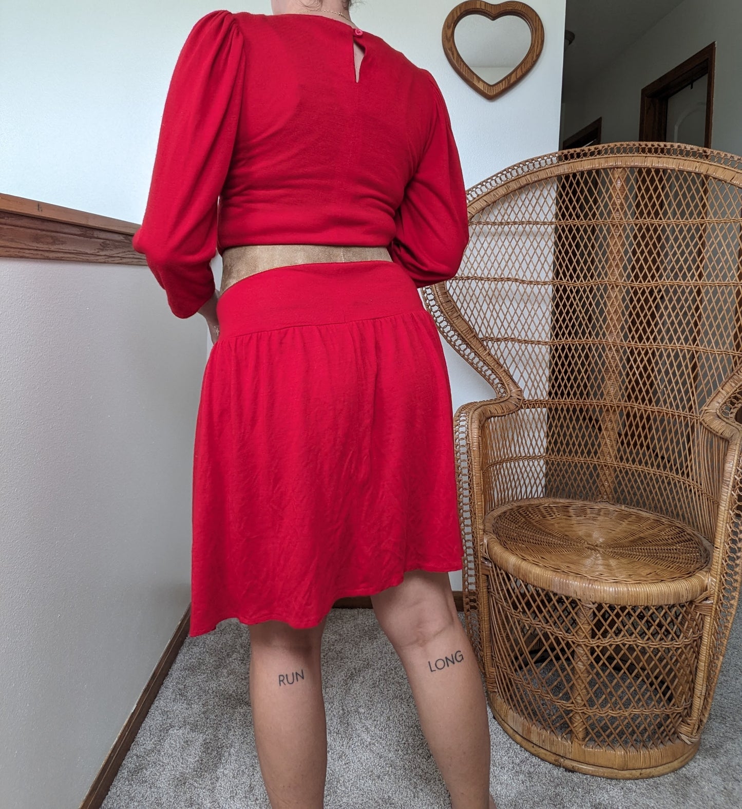 1970s/80s red drop waist dress