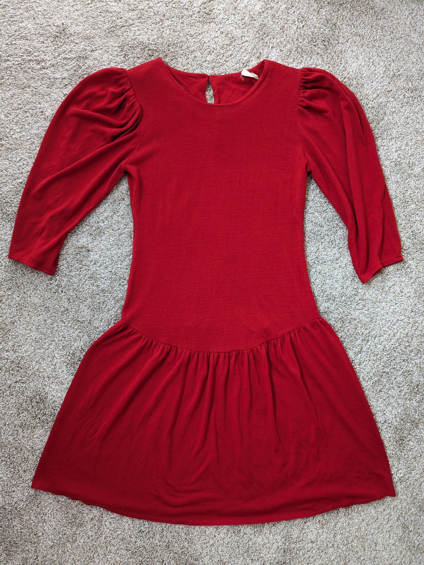 1970s/80s red drop waist dress