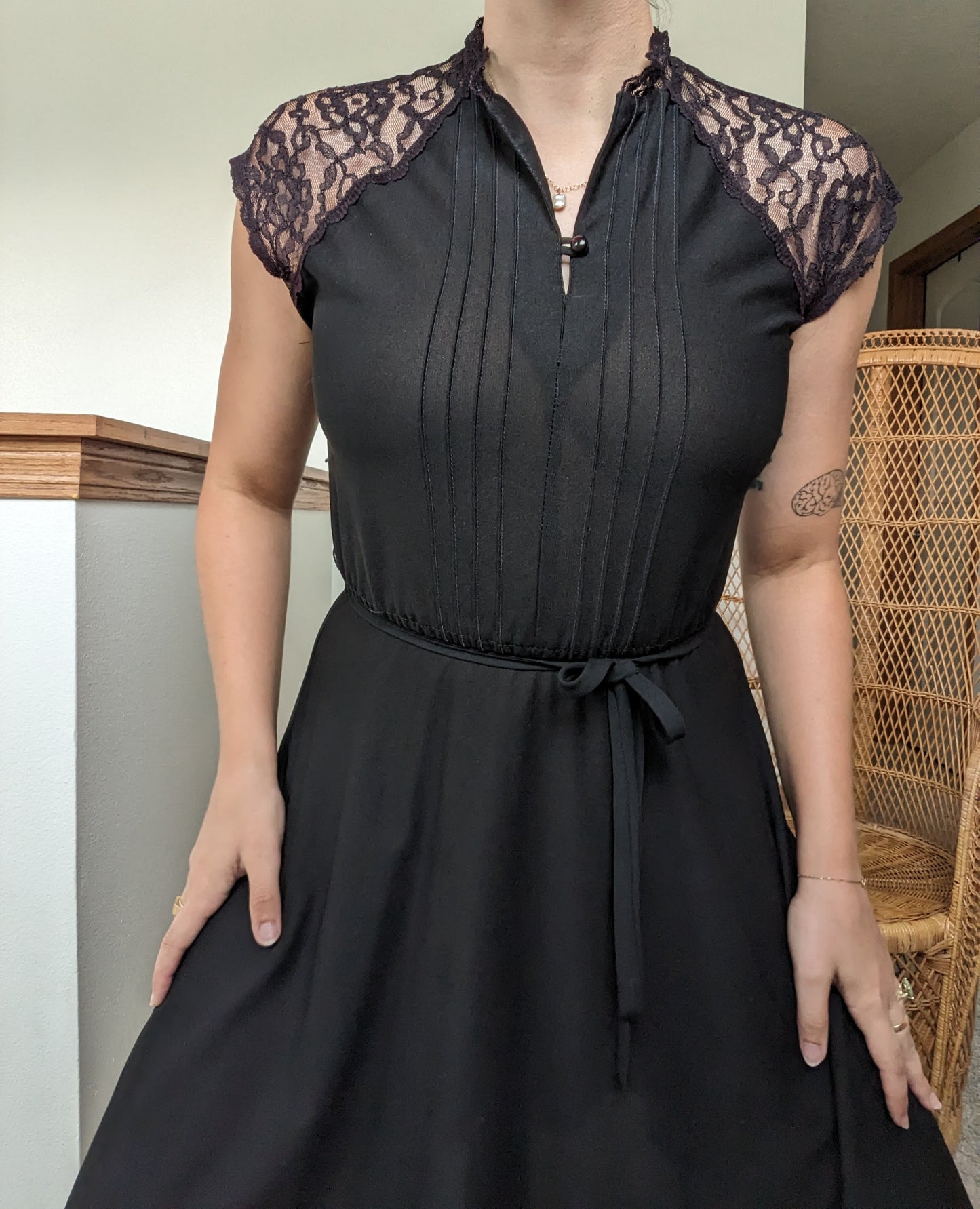 1970s black lace dress