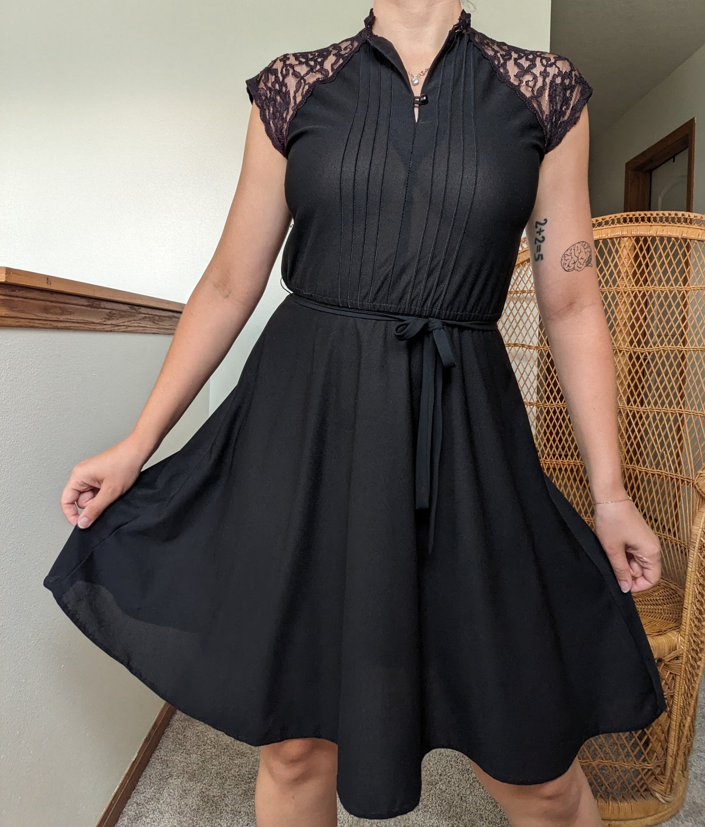 1970s black lace dress