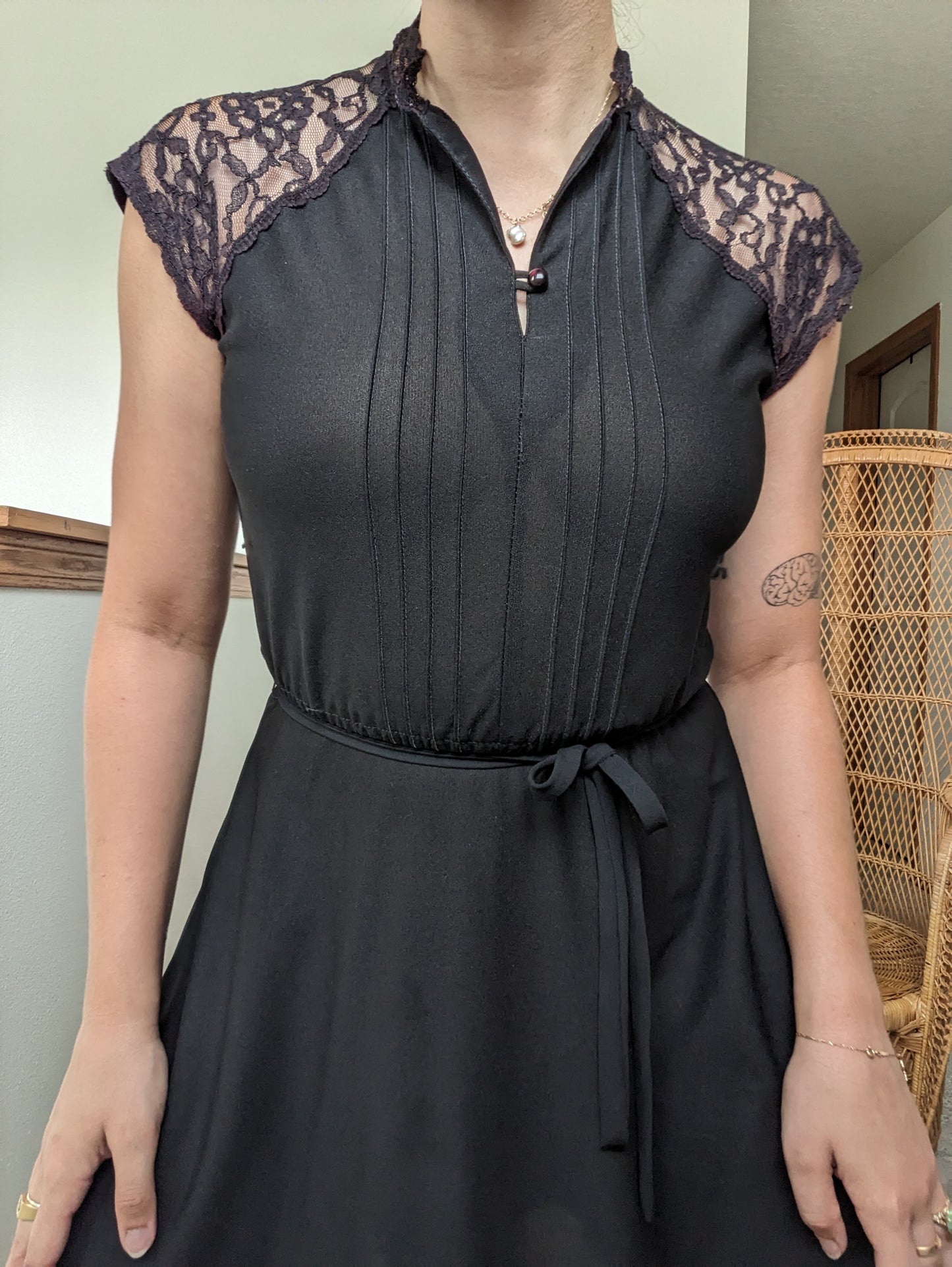 1970s black lace dress