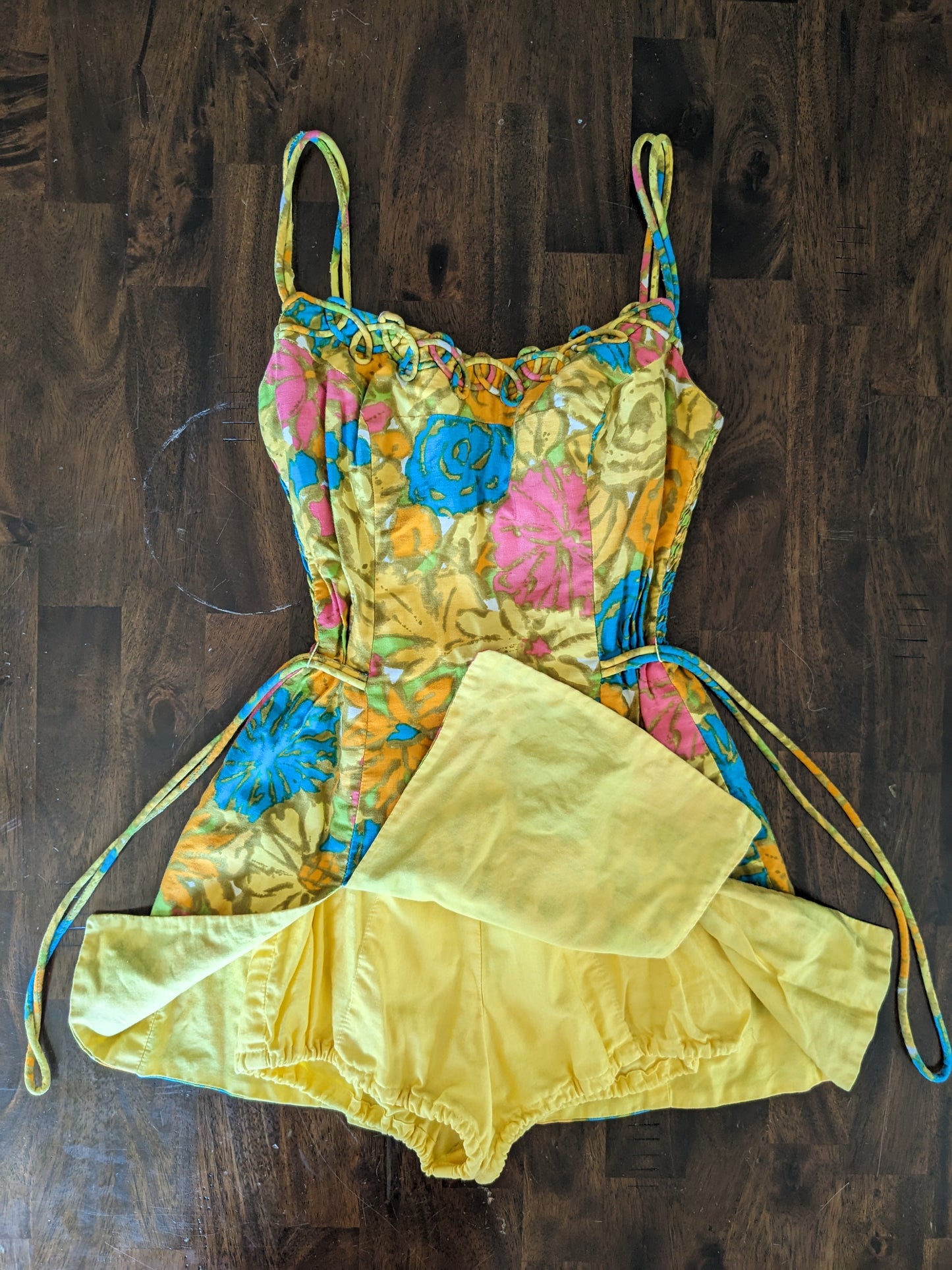 1950s floral cotton romper