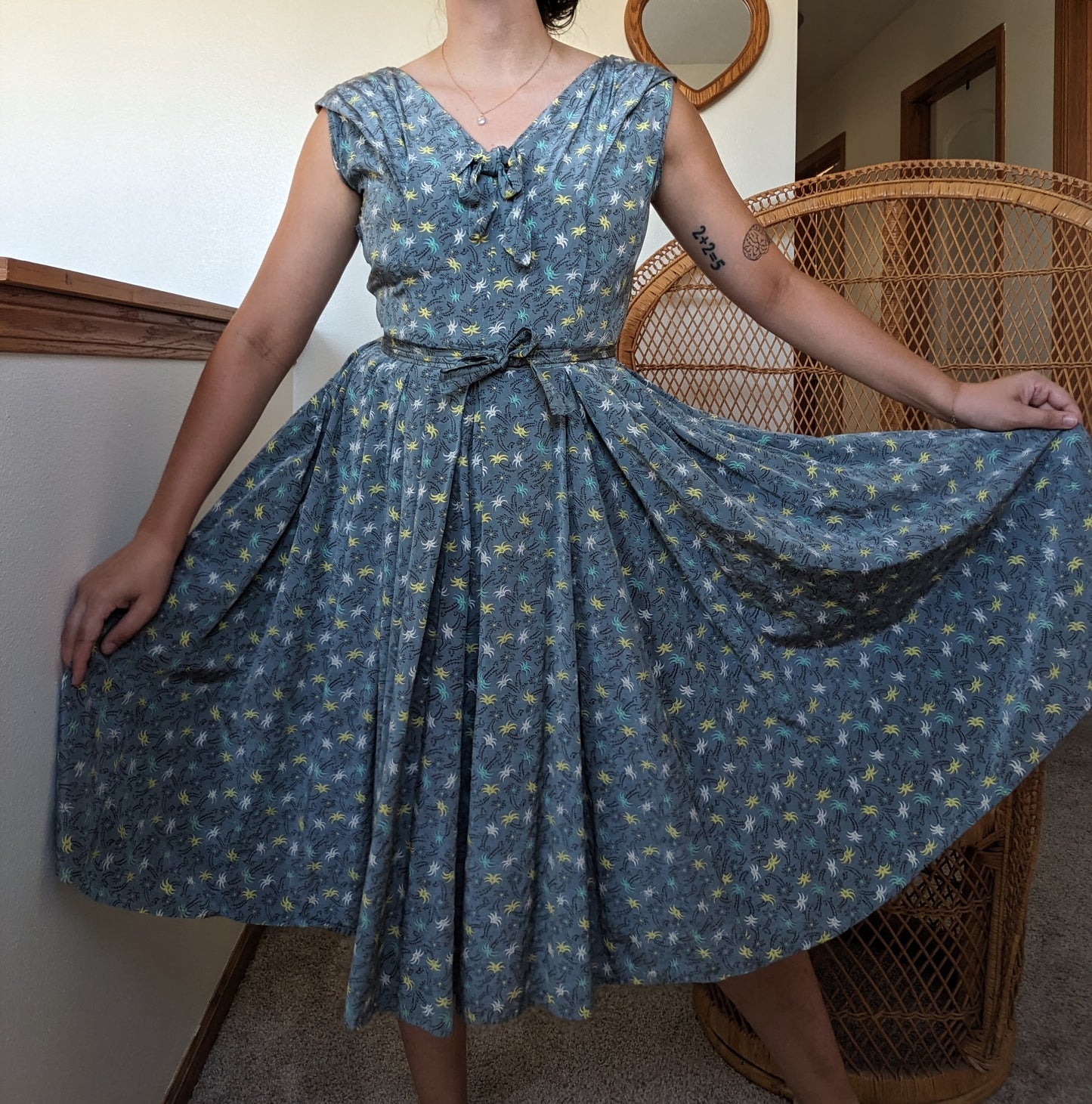 1940s/50s palm tree/firework dress