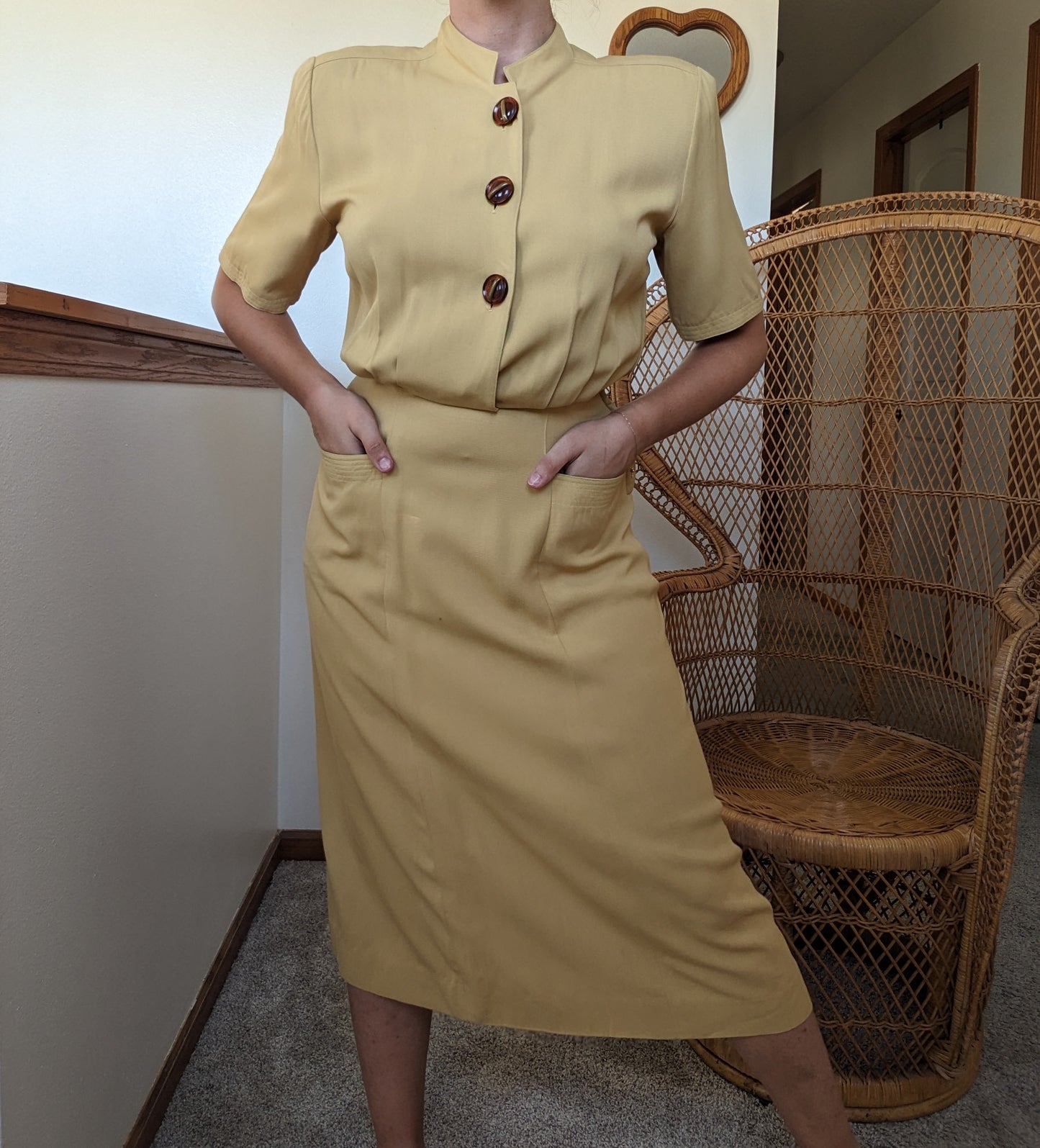 1940s cornbread yellow dress