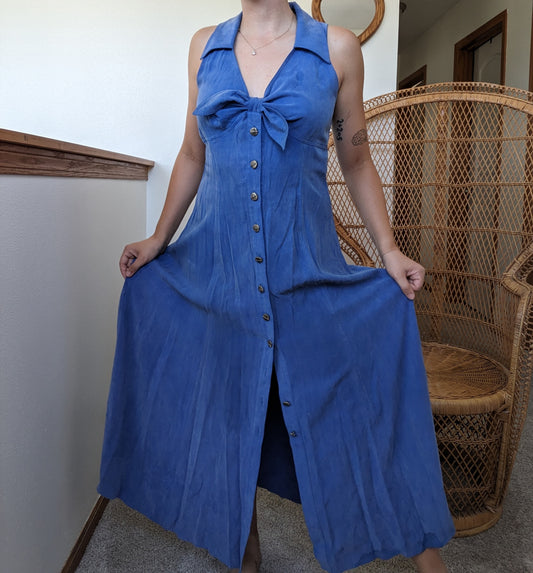 1990s blue halter dress