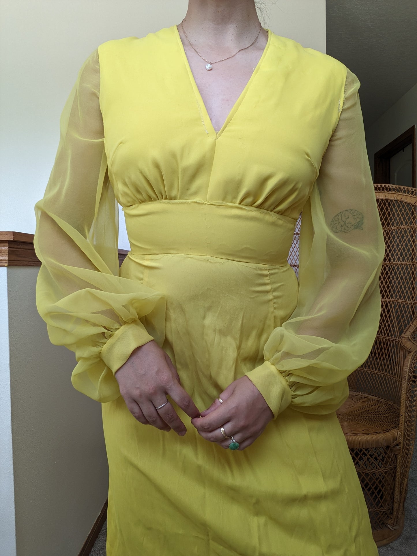 1960s/70s canary yellow dress